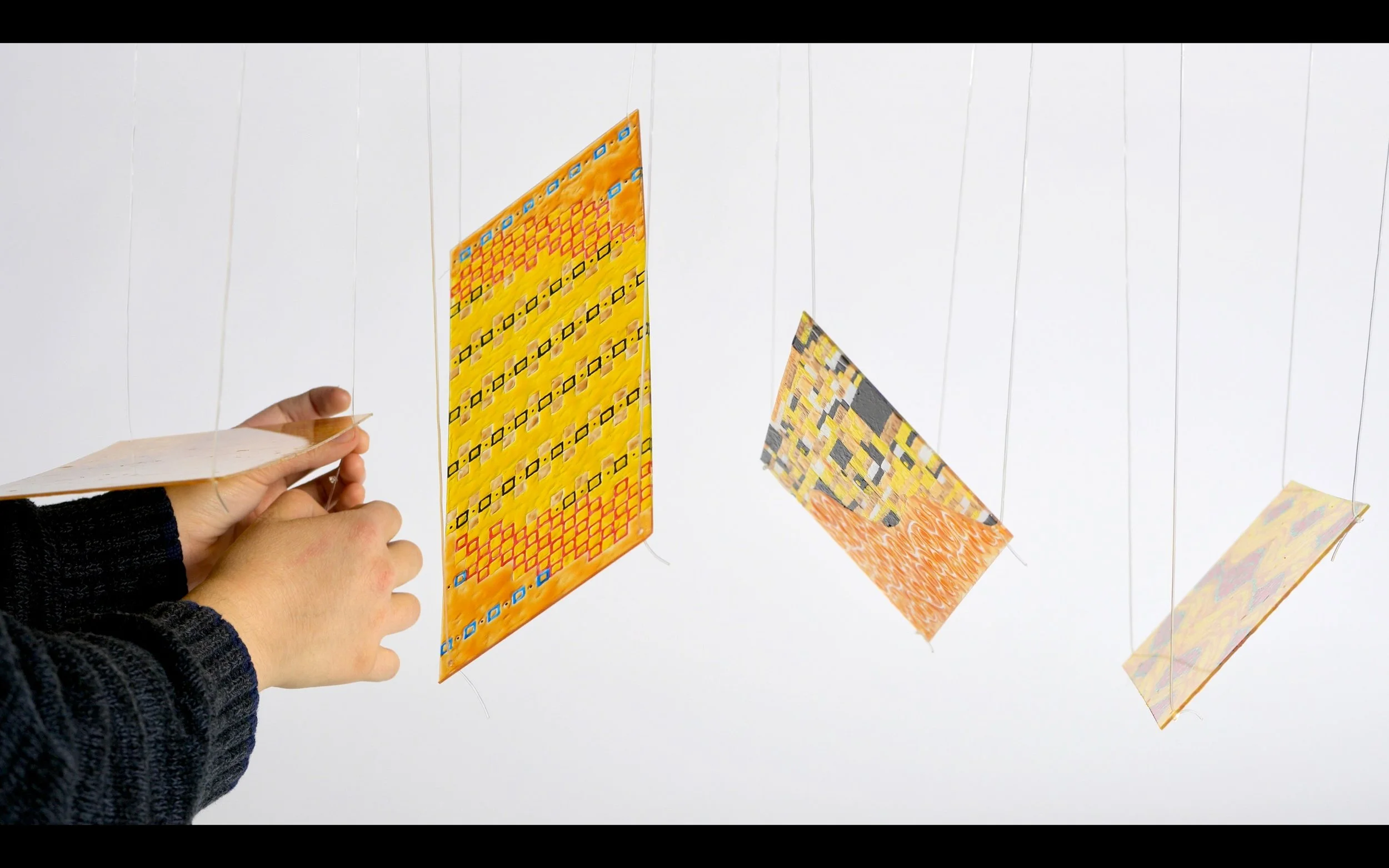 Experiencing Klimt in Color
-A piece using hanging glass painted plexi-glass and directly inspired by Gustav Klimt