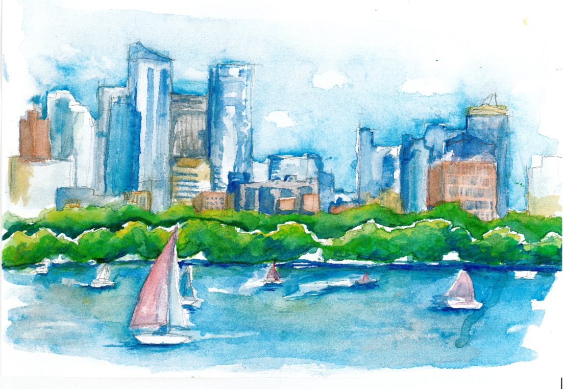 Boston's Charles River
-A watercolor made of Charles river