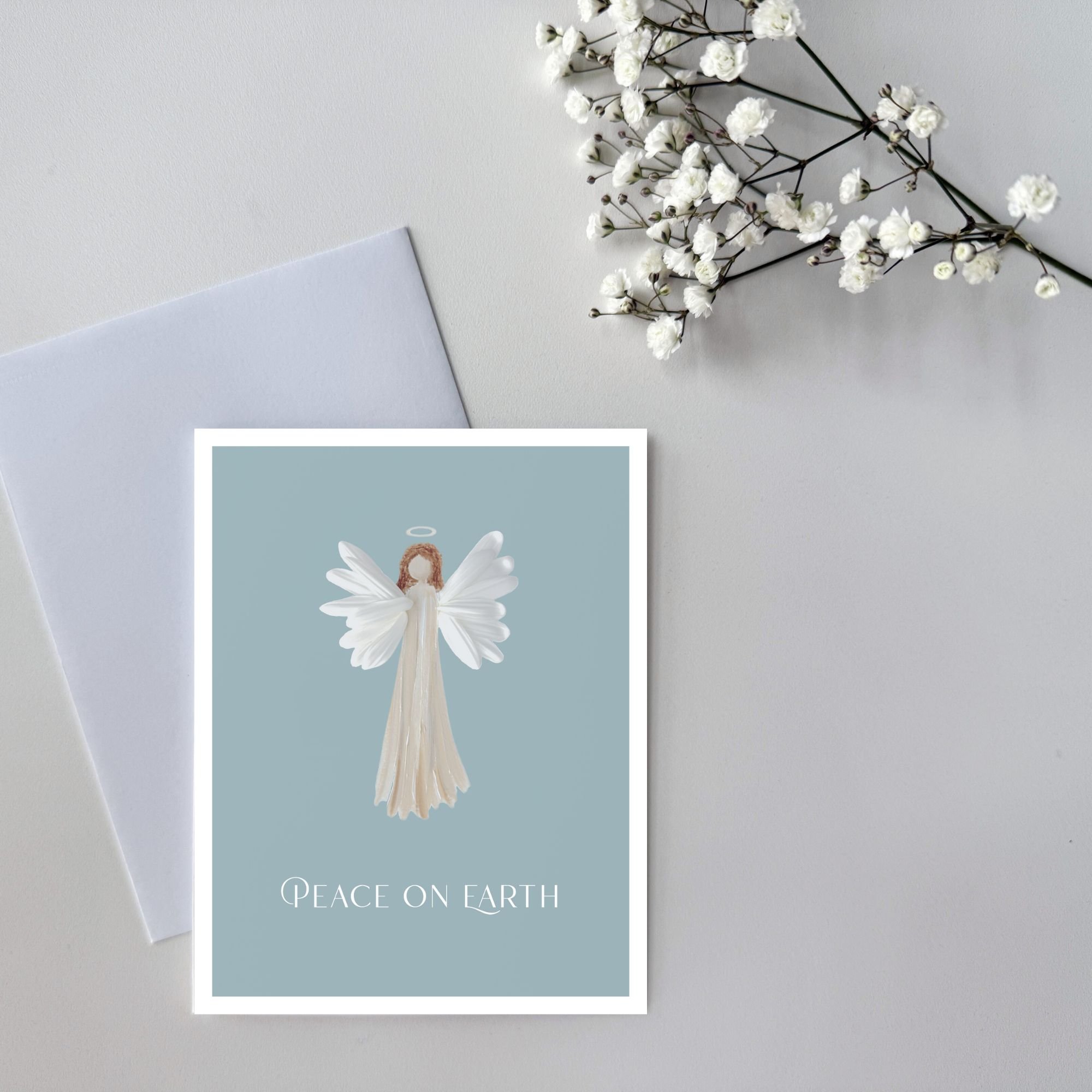 Angel Petal Art | 'Peace on Earth'  |  A2 Blank Folded Cards