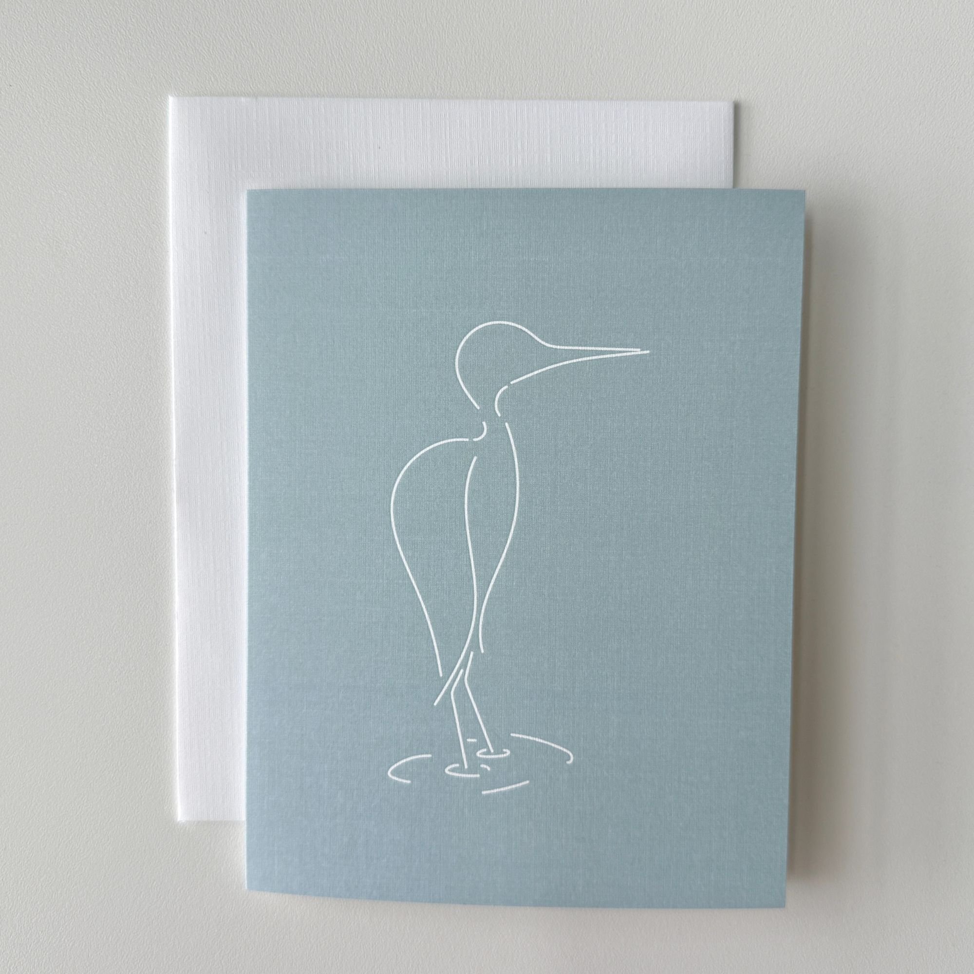 Blue Heron in Water Line Art I | Minimalist Line Art Note Cards | Blank Folded Stationery for Any Occasion