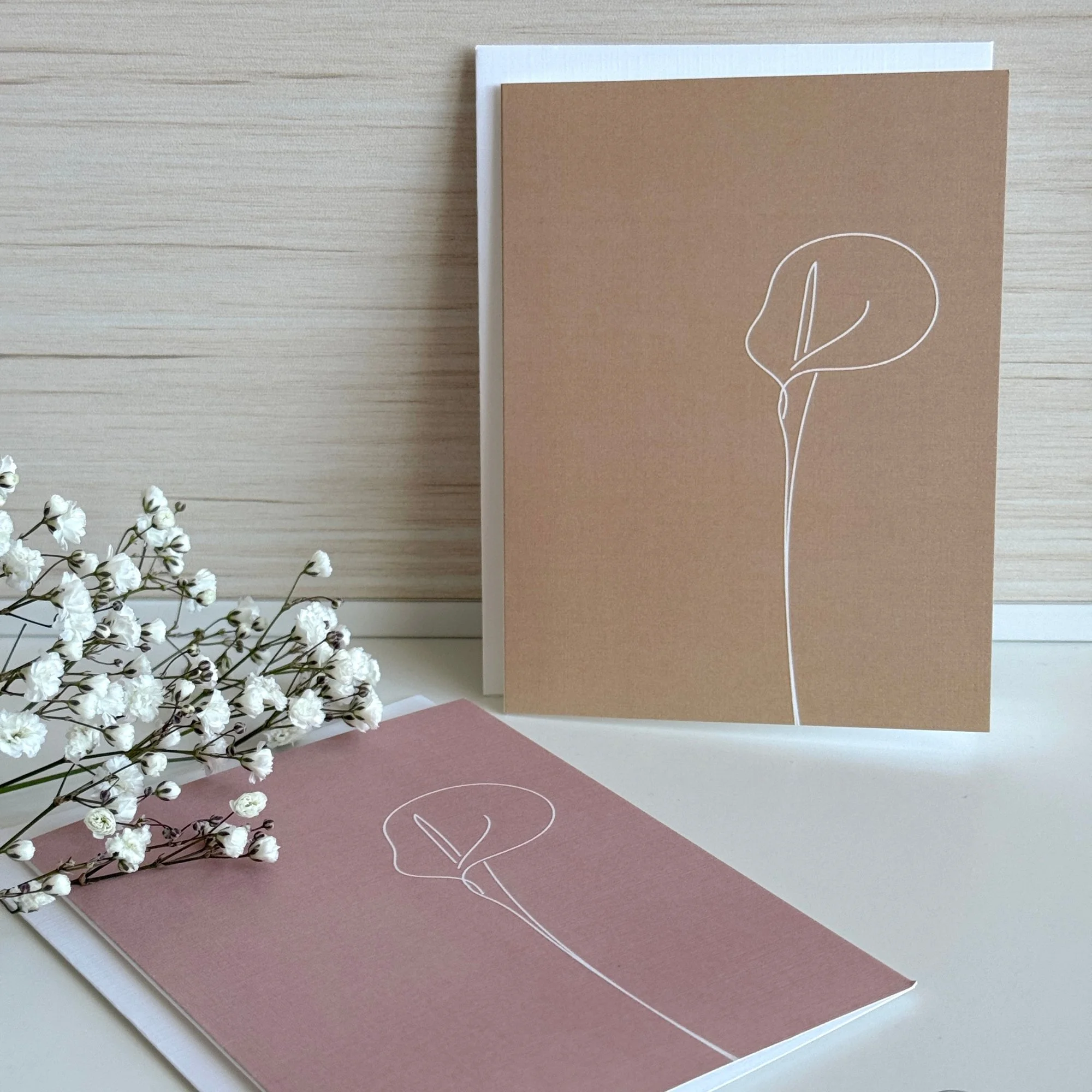Minimalist Line Art Note Cards_Calla Lily_Tan.jpg