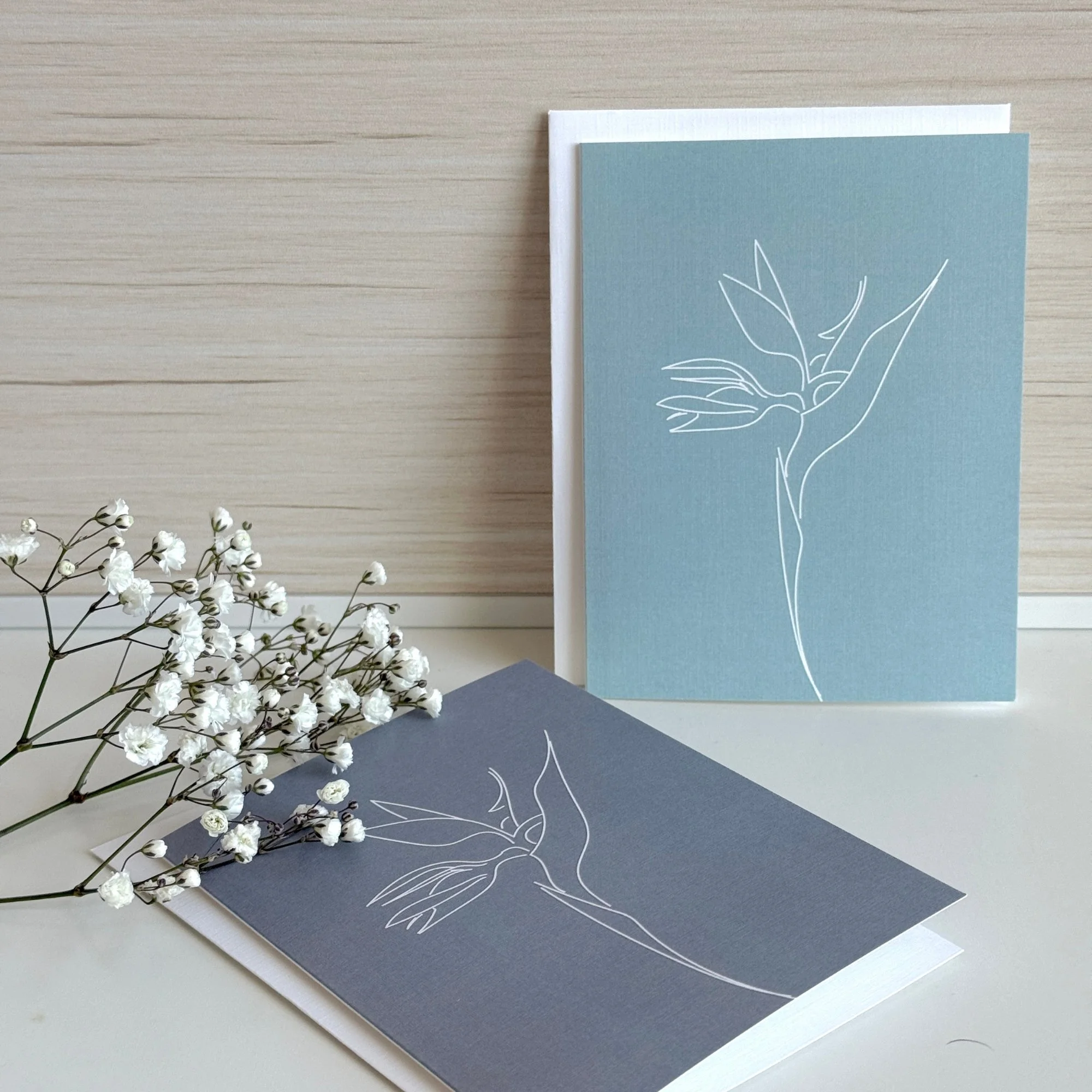 Bird of Paradise Line Art  | Minimalist Line Art Note Cards | Blank Folded Stationery for Any Occasion