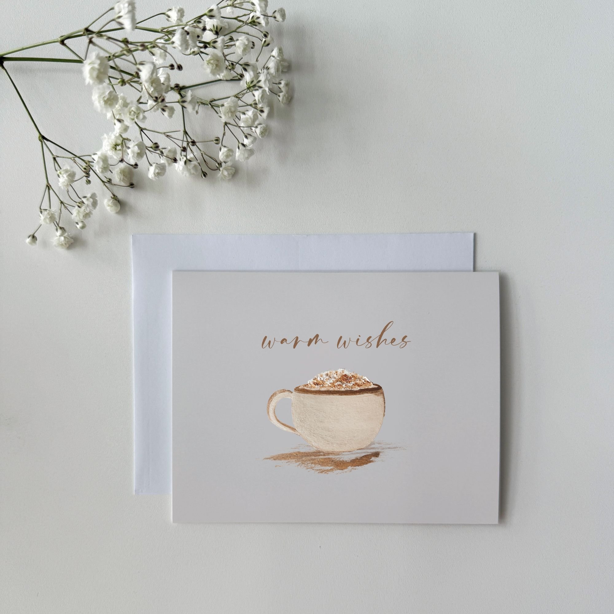 Latte Coffee Mug  |  'Warm Wishes  |  A2 Blank Folded Cards