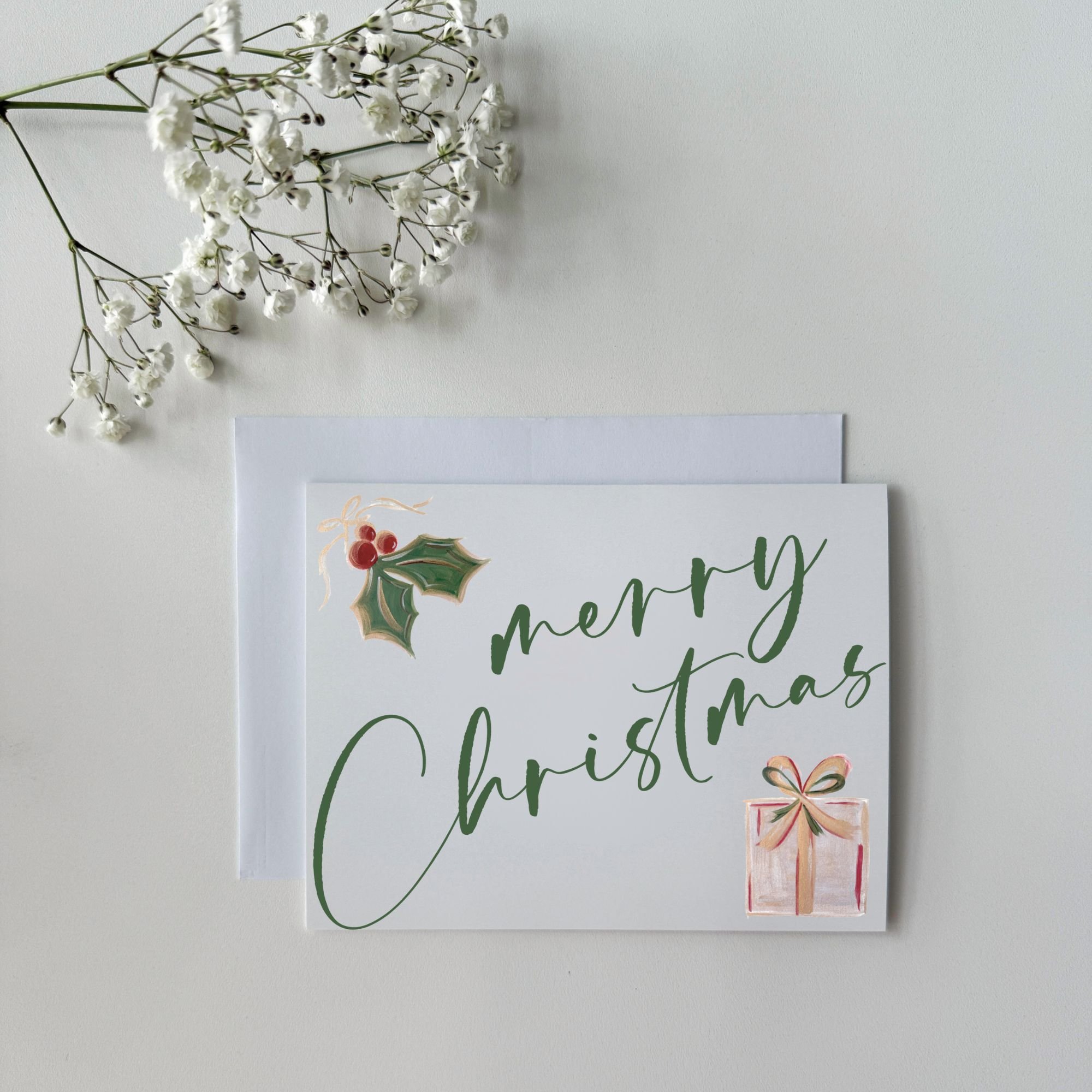 Holiday Cheer  |  'Merry Christmas'  |  A2 Blank Folded Notecards
