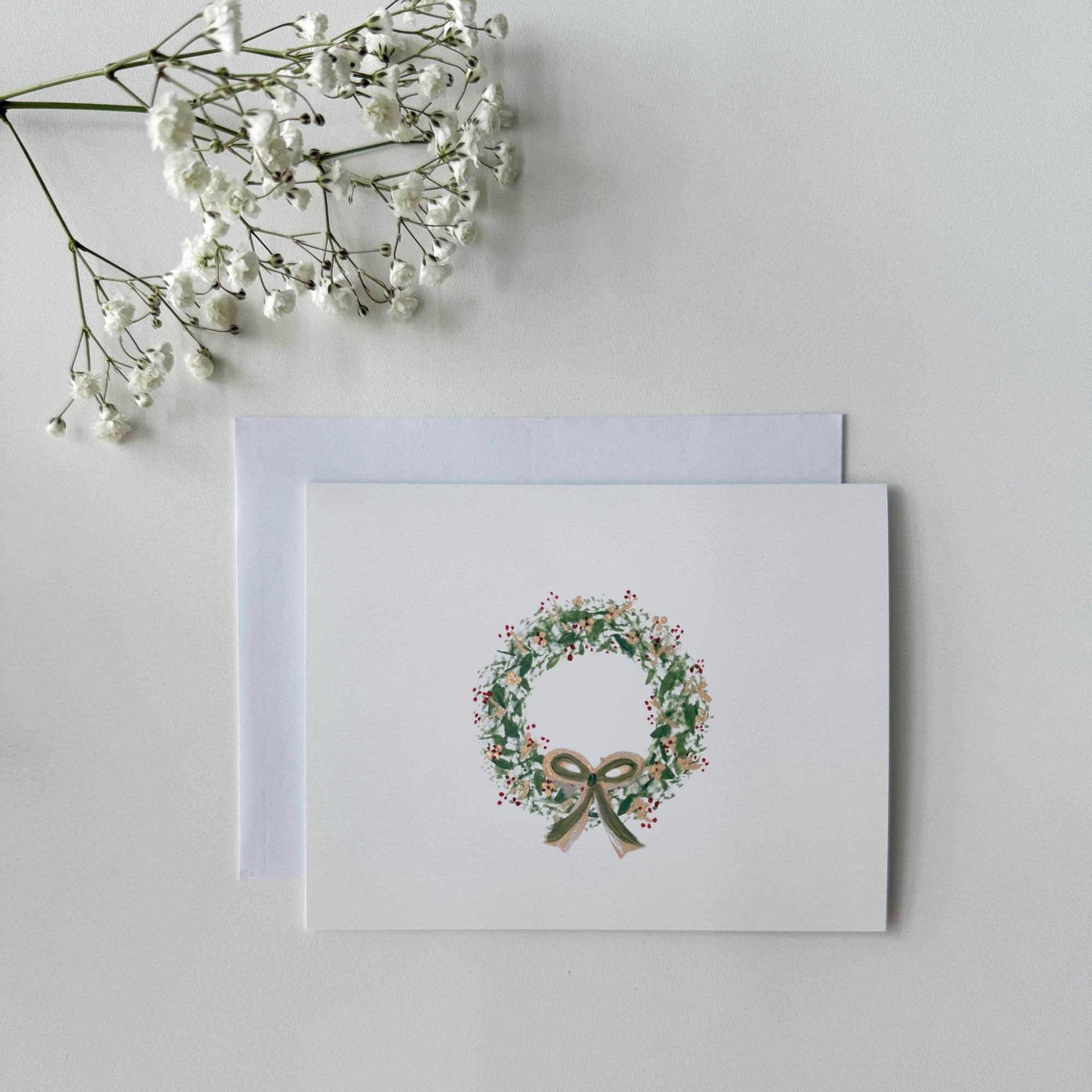 Holiday Christmas Wreath | Blank Folded Cards