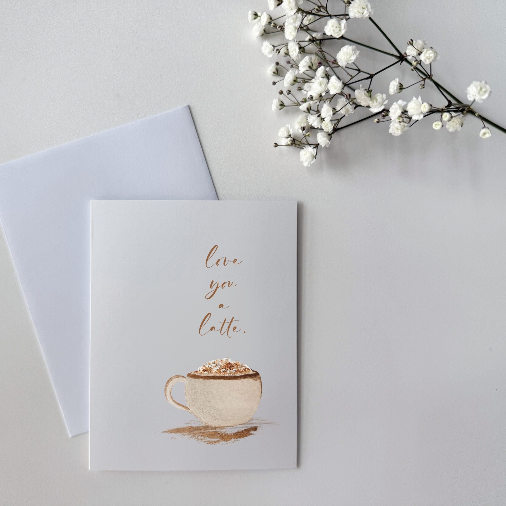 Latte Coffee Mug  |  'Love You a Latte'  |  A2 Blank Folded Cards