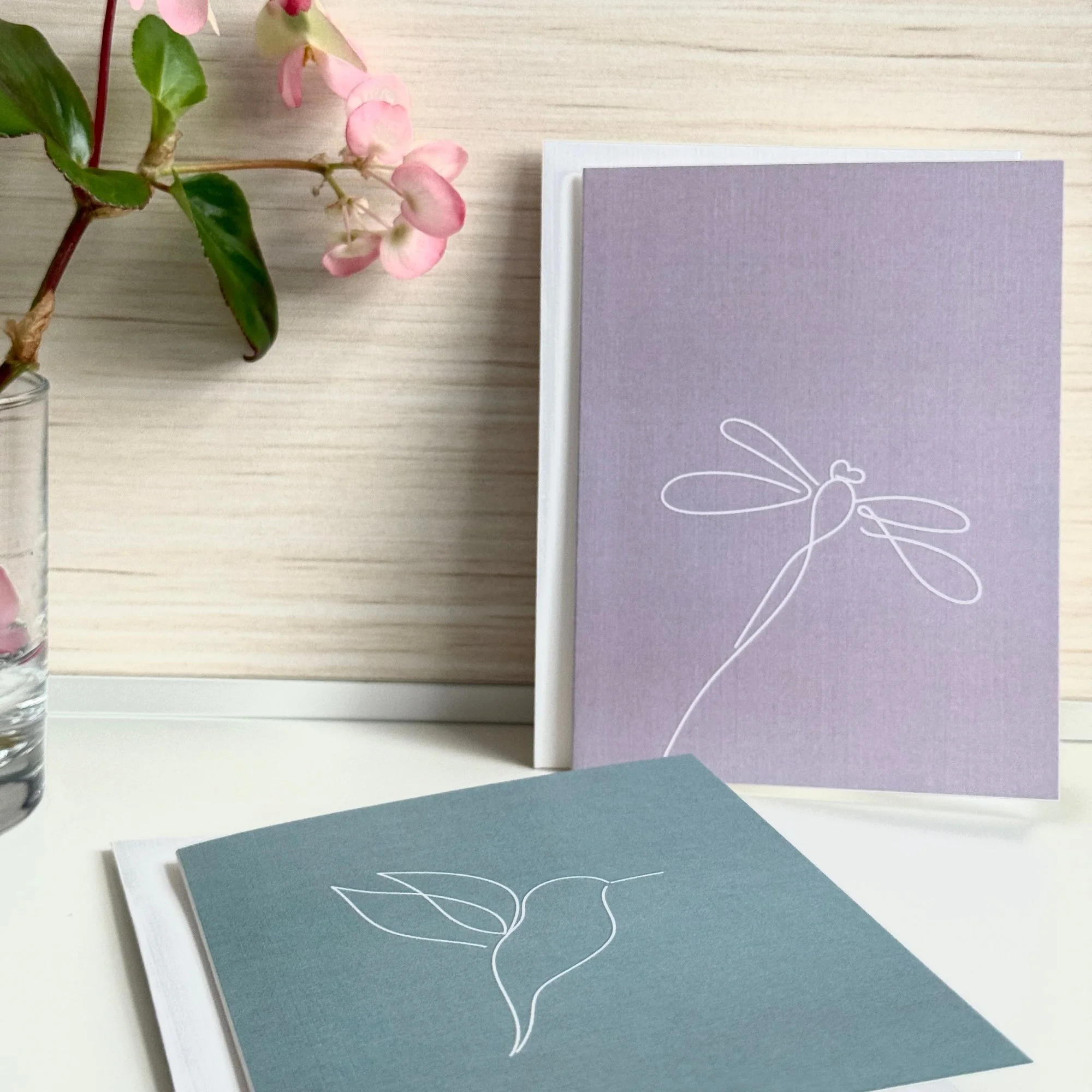 Dragonfly Line Art | Minimalist Line Art Note Cards | Blank Folded Stationery for Any Occasion