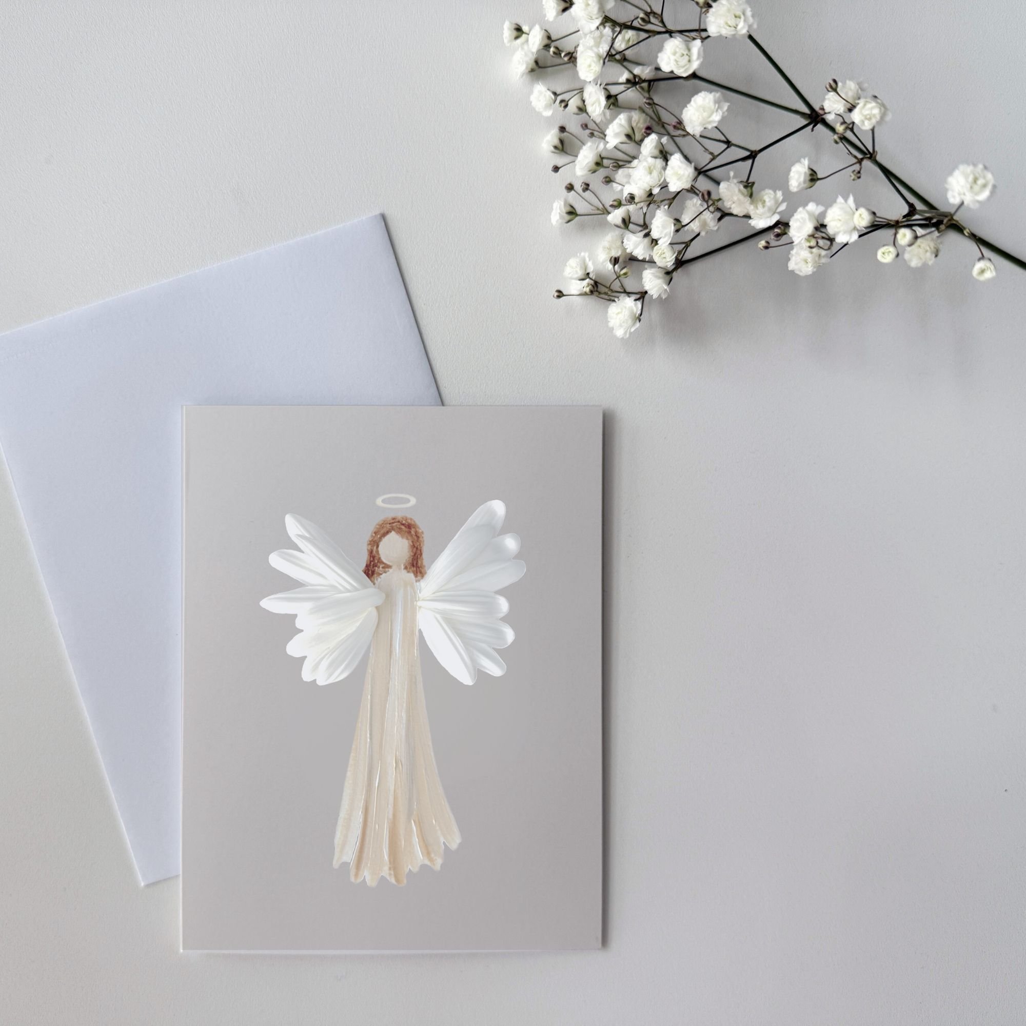 Angel Christmas Card  |  Oil & Petal Art  |  A2 Blank Folded Cards
