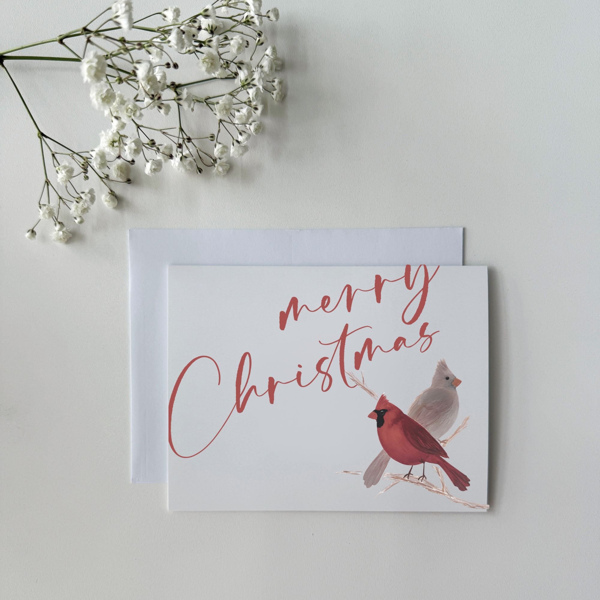 Cardinal Christmas Card  |  'Merry Christmas'  |  A2 Blank Folded Cards