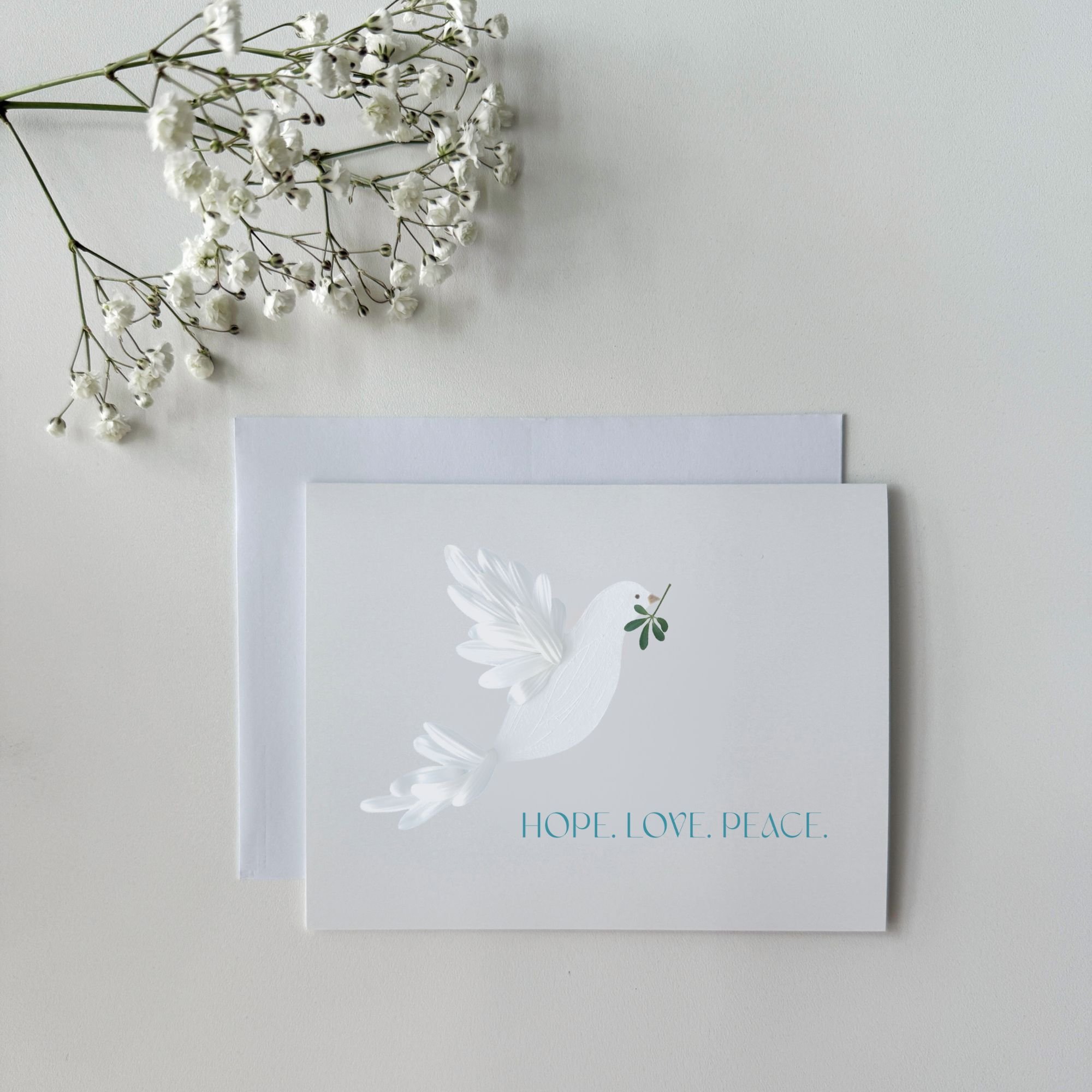 Peaceful Dove Petal Art  |  'Hope. Love. Peace.'  |  Blank Folded Cards