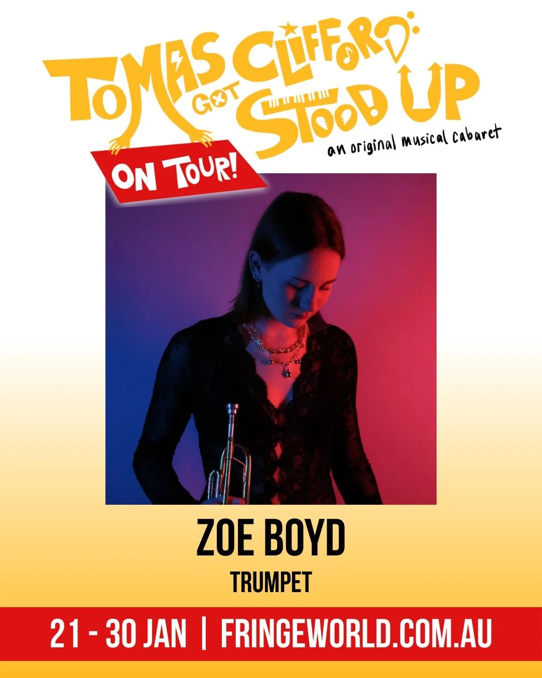 MEET THE BAND: Zoe Boyd 🎺

ZOE&rsquo;S DREAM DATE 💖: &ldquo;Something that&rsquo;s not too datey, I just want to chill and hangout!&rdquo;

Lucky that we get to hang out with Zoe at TOMAS CLIFFORD GOT STOOD UP during FRINGE WORLD and Albany Pride F