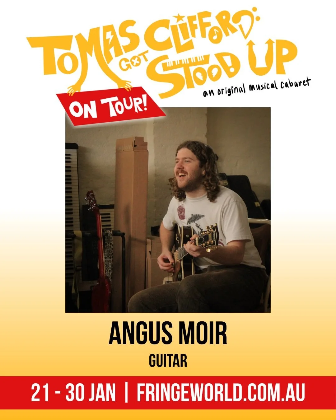 MEET THE BAND: Angus Moir 🎸

ANGUS&rsquo; DREAM DATE 💖: &ldquo;One where I manage to act like a sane and normal human being&rdquo;

Angus is SO not like the other guitarists in TOMAS CLIFFORD GOT STOOD UP at FRINGE WORLD 2026 🔥🔥🔥

📍 The Beer G