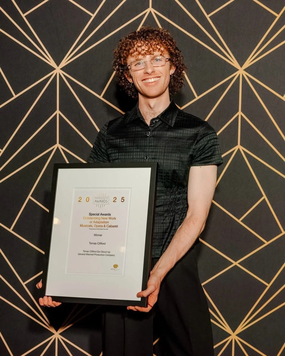 I am so pleased and grateful to share that TOMAS CLIFFORD GOT STOOD UP won the Outstanding New Work or Adaptation (Musicals, Opera &amp; Cabaret) Award at the Performing Arts WA 2025 Awards Ceremony 🍷

Thank you so much to PAWA and the judges for su