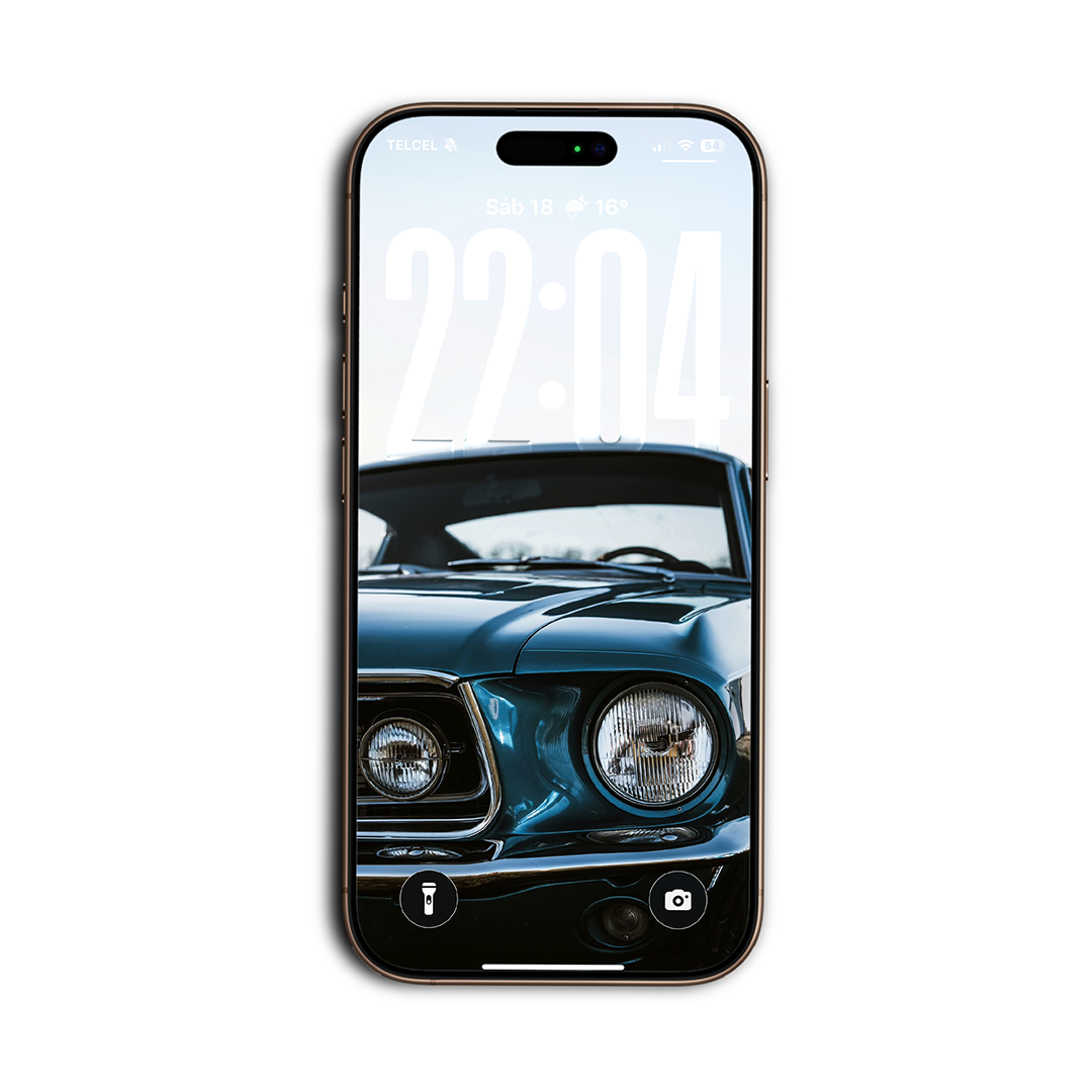 Ford Mustang 1968, detalle faro delantero, wallpaper para celular