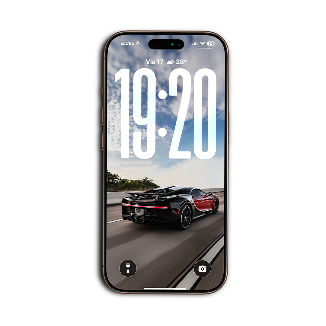 Bugatti Chiron en autopista, wallpaper para celular