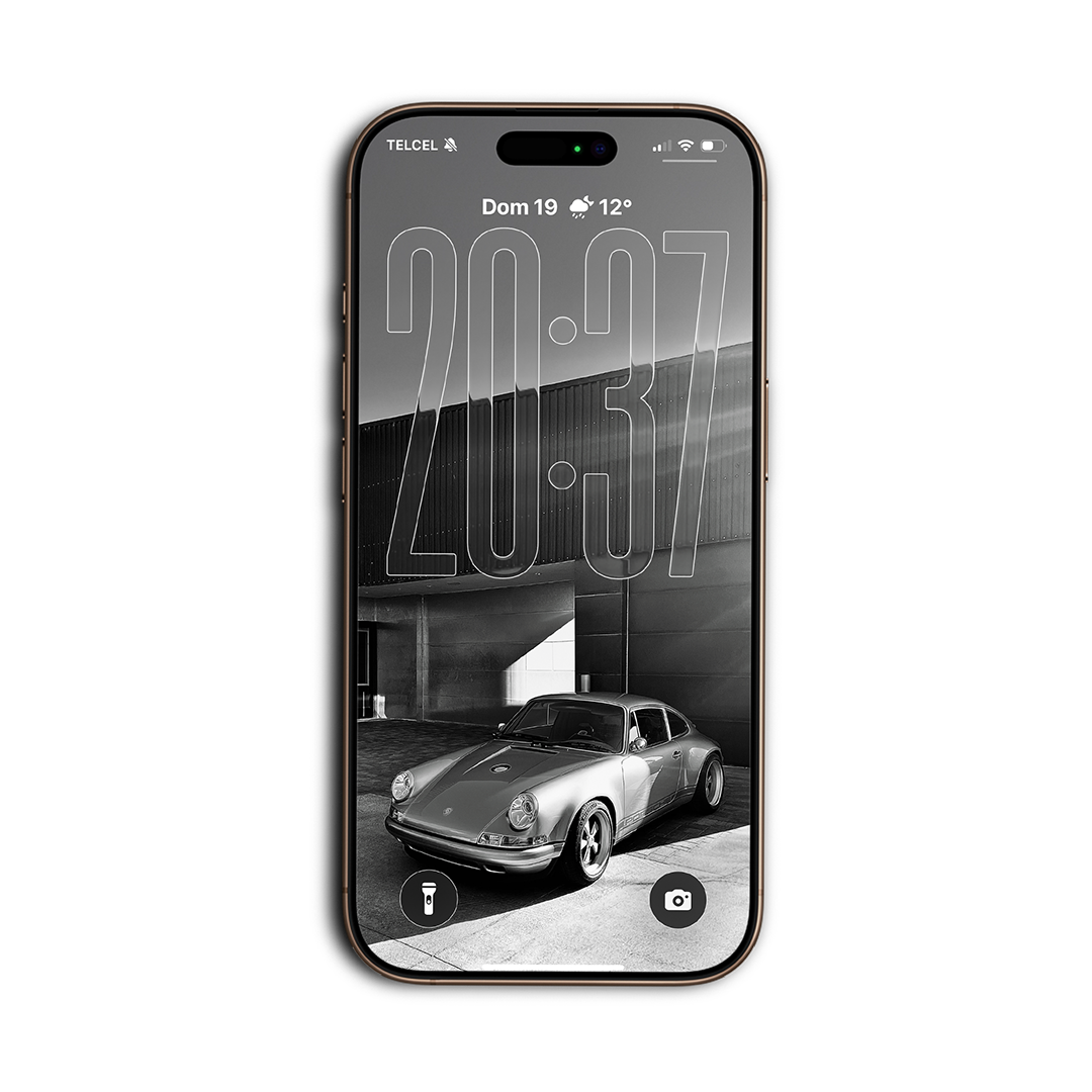 Porsche 911 by Singer, blanco y negro, wallpaper para celular