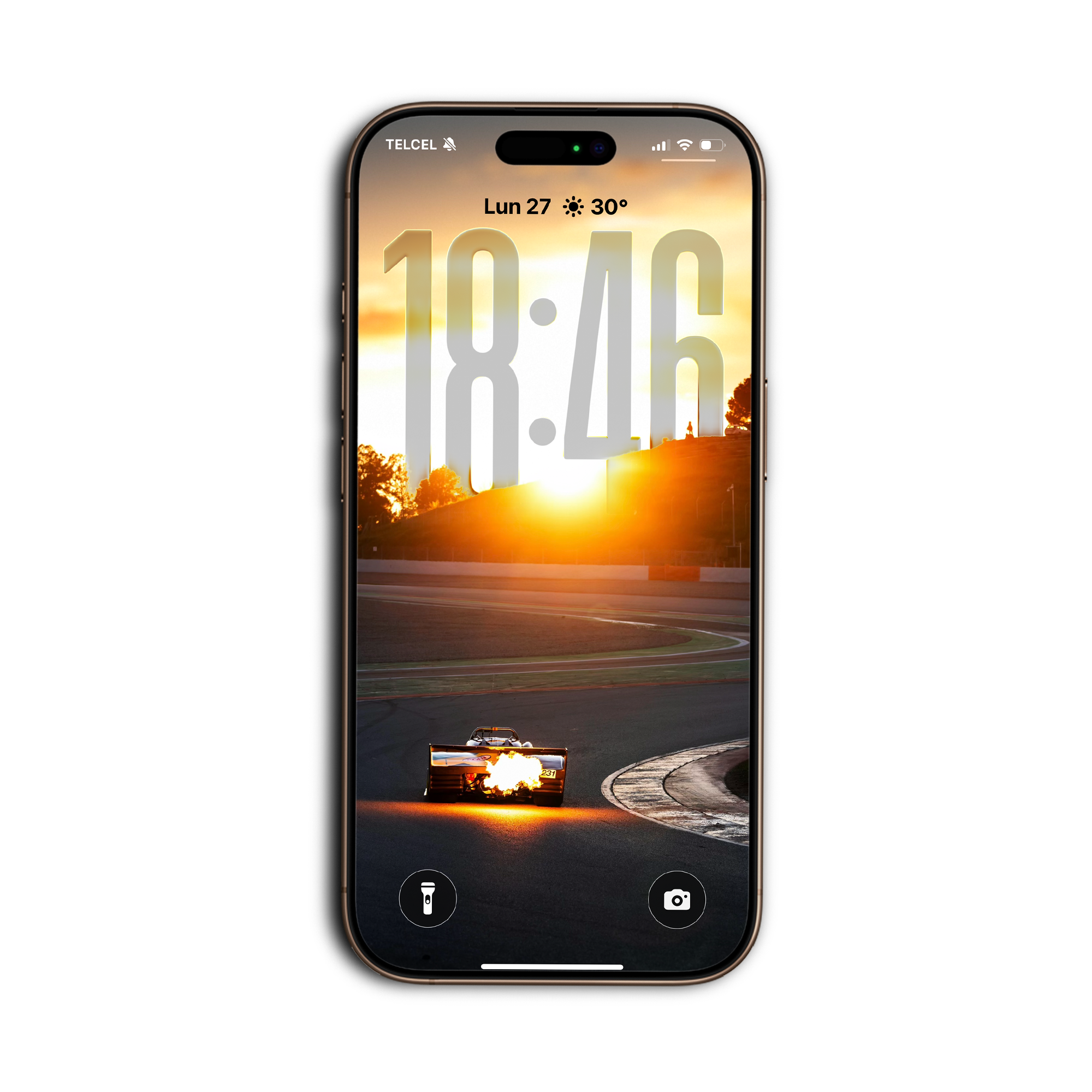 Auto Can-Am, escape con fuego al atardecer, wallpaper para celular