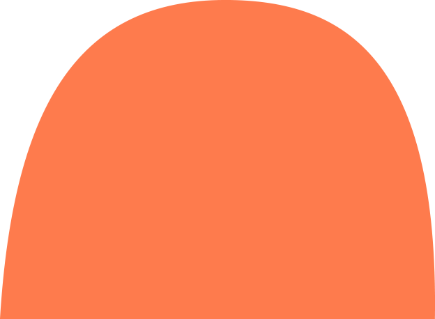 orange rounded semicircle shape on white background