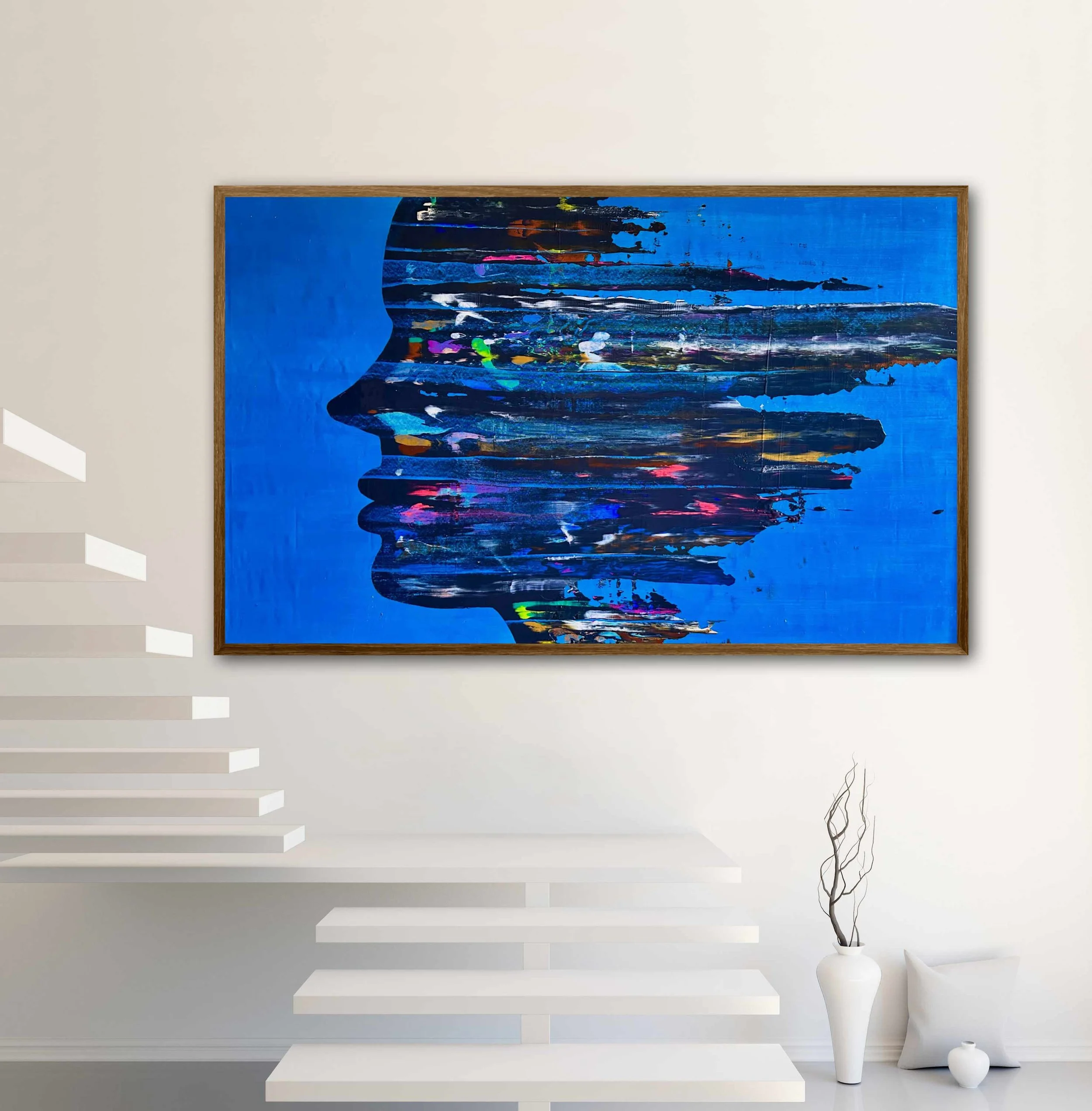 Original Blue Psychedelic Painting - Californian Artist Painter - Australian Acrylic Gallery - New York apartment collector - colorful Original Modern Fine Artwork