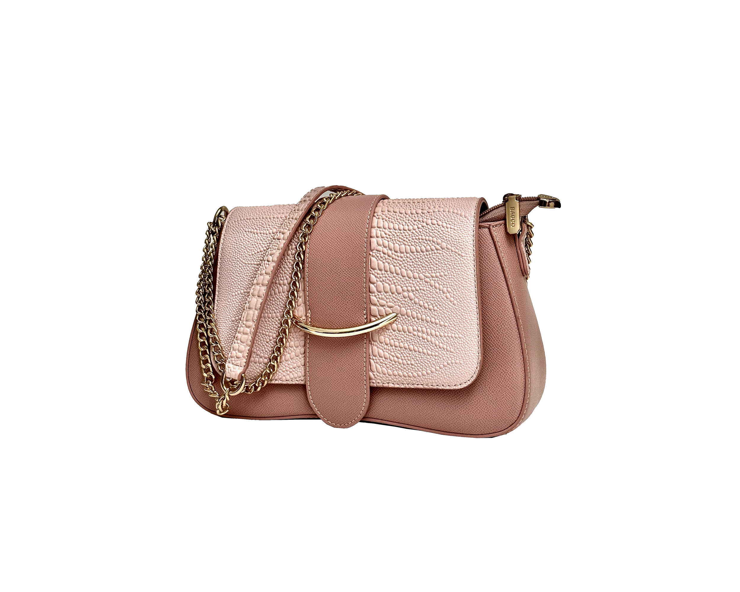 Croc-Embossed Chain Accent Crossbody Handbag – Modern and Elegant