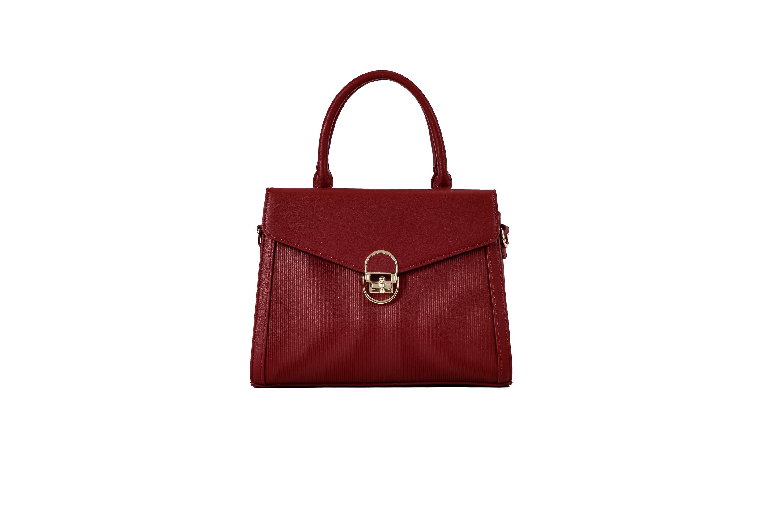 Elegant Leather Metal Accent Red Front View.jpeg
