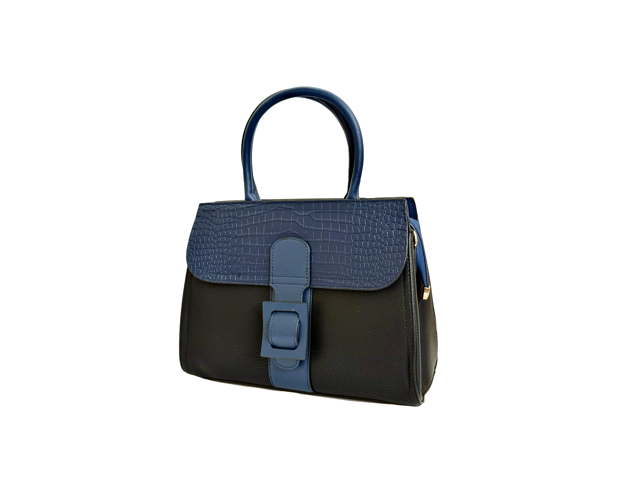 Textured Leather Croc Embossed Black Side View.png