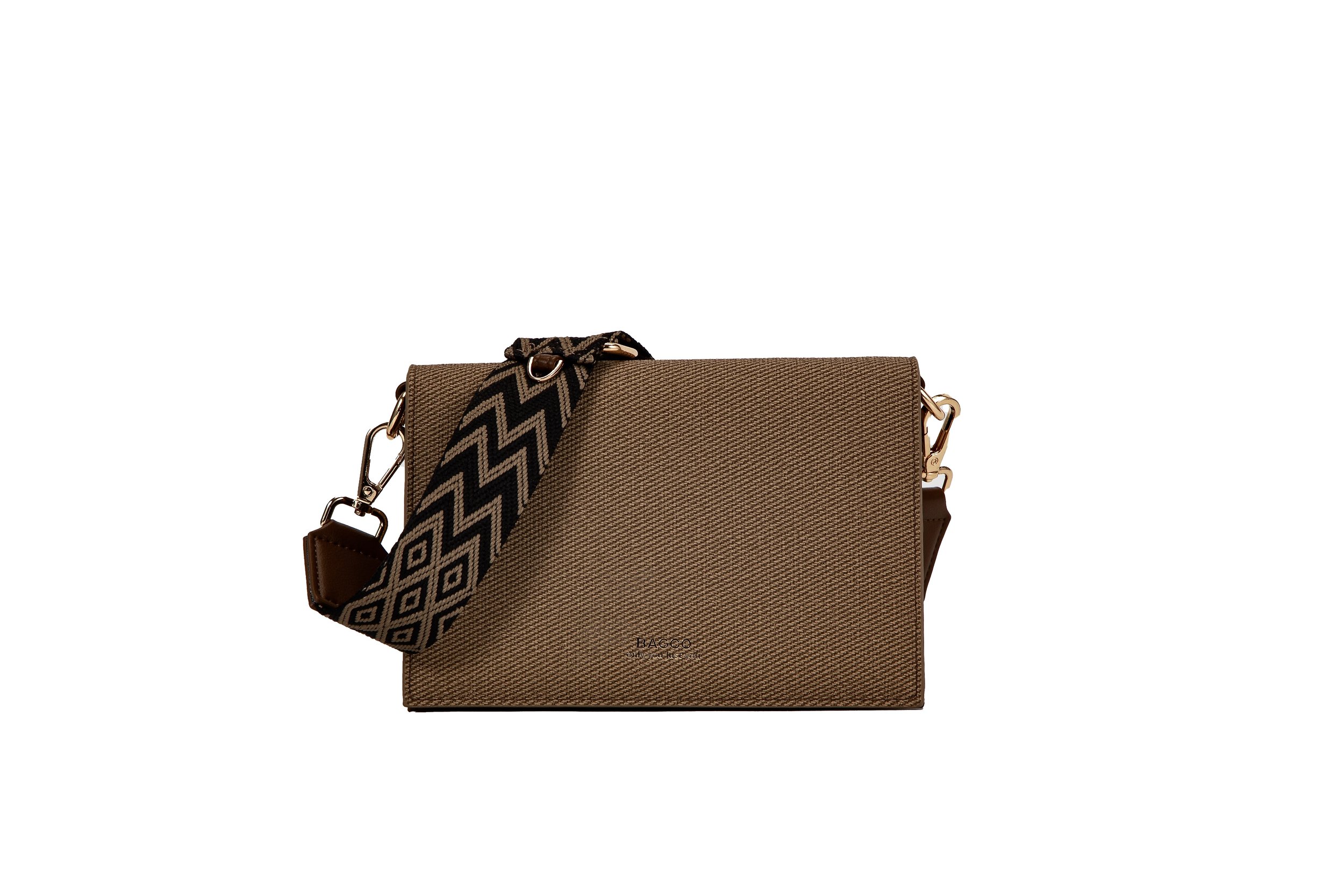 Statement Strap Minimalist Purse Coffee Front View.jpeg