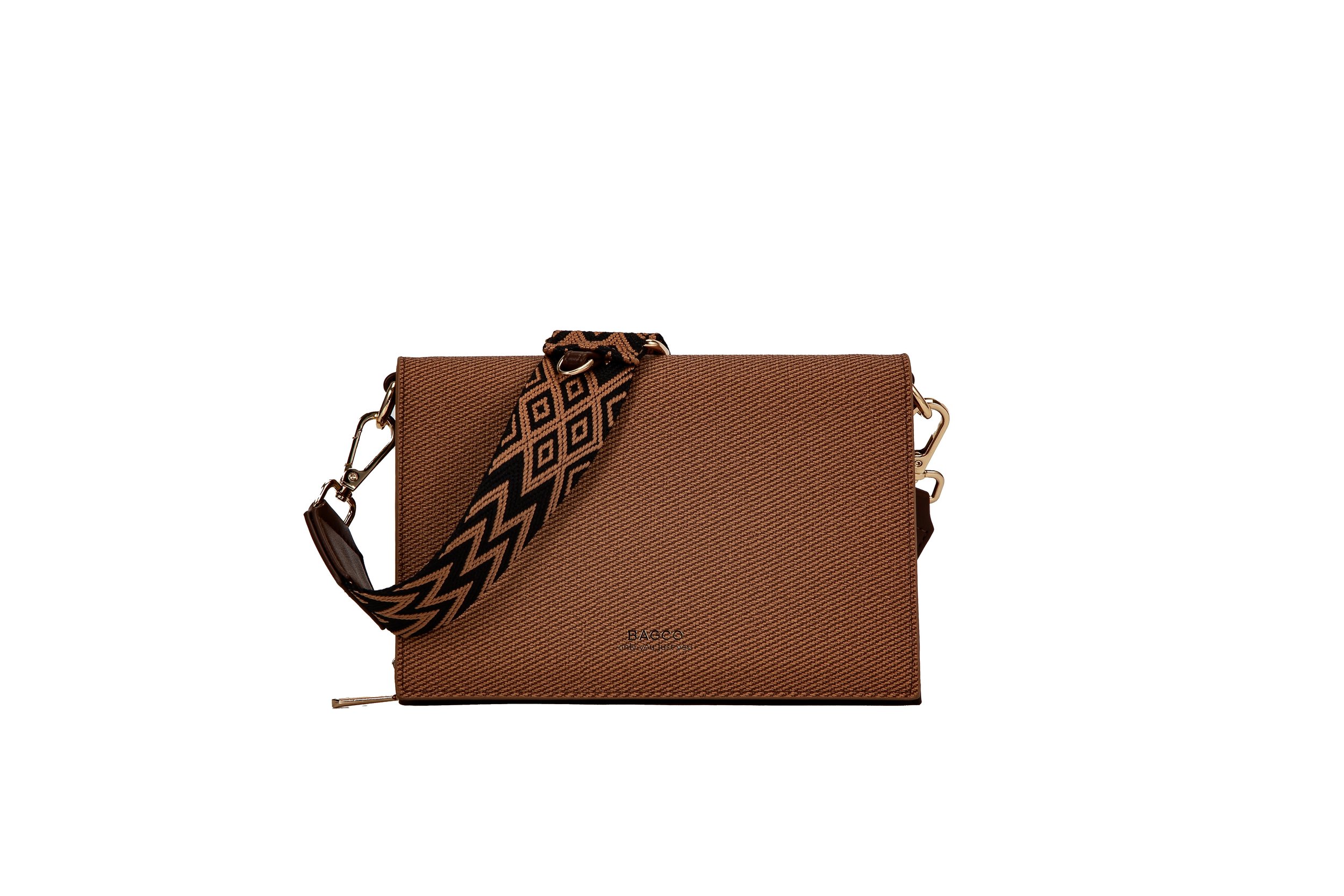 Statement Strap Minimalist Purse Brown Front View.jpeg