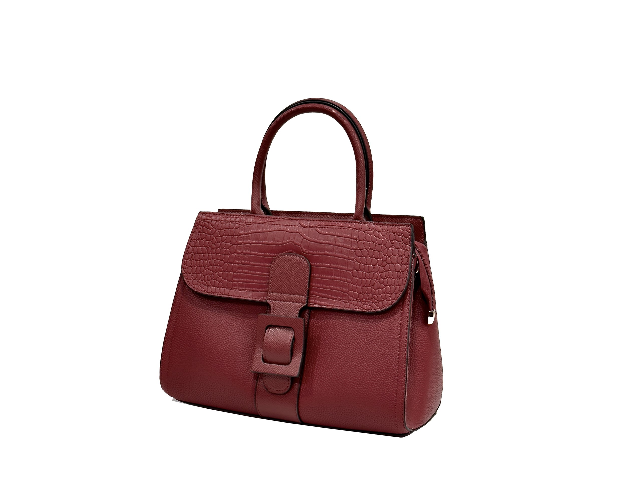 Textured Leather Croc Embossed Red Side View.jpeg