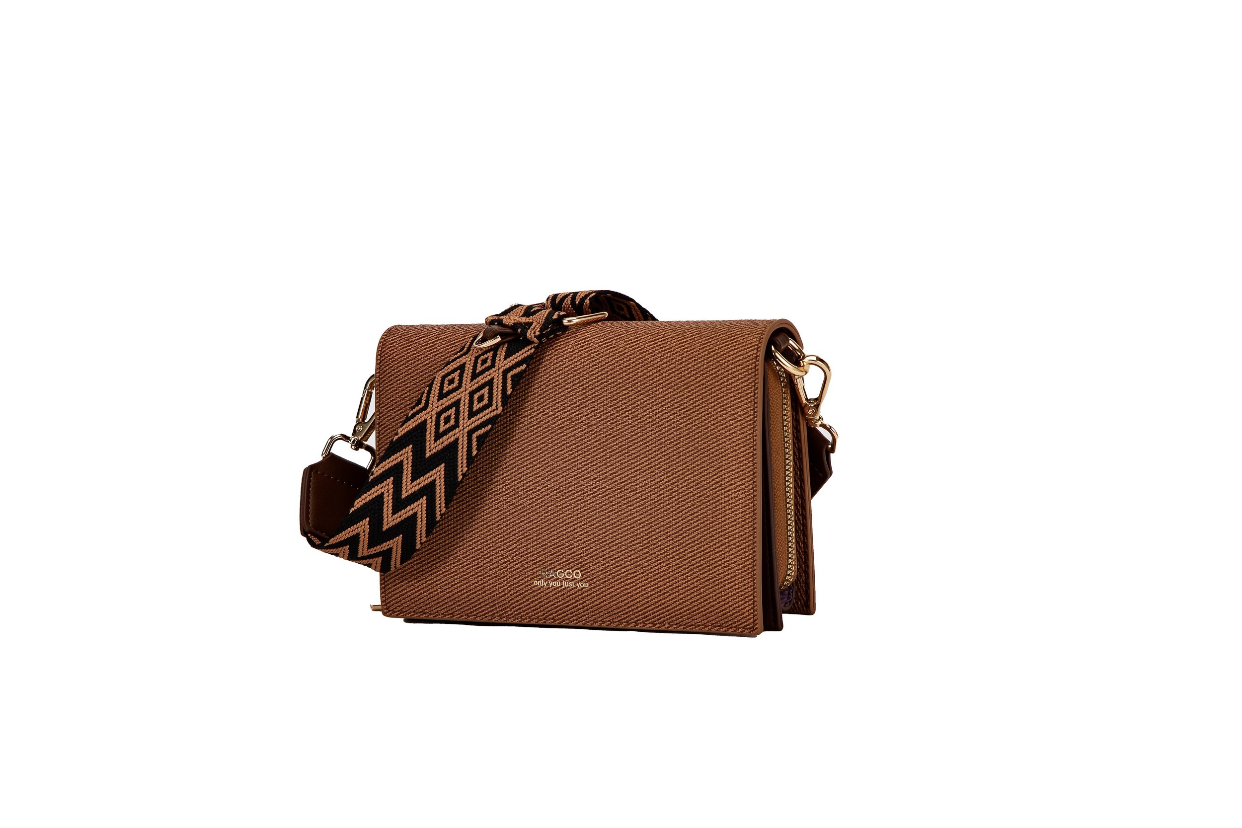Statement Strap Minimalist Purse Brown 3D View.jpeg