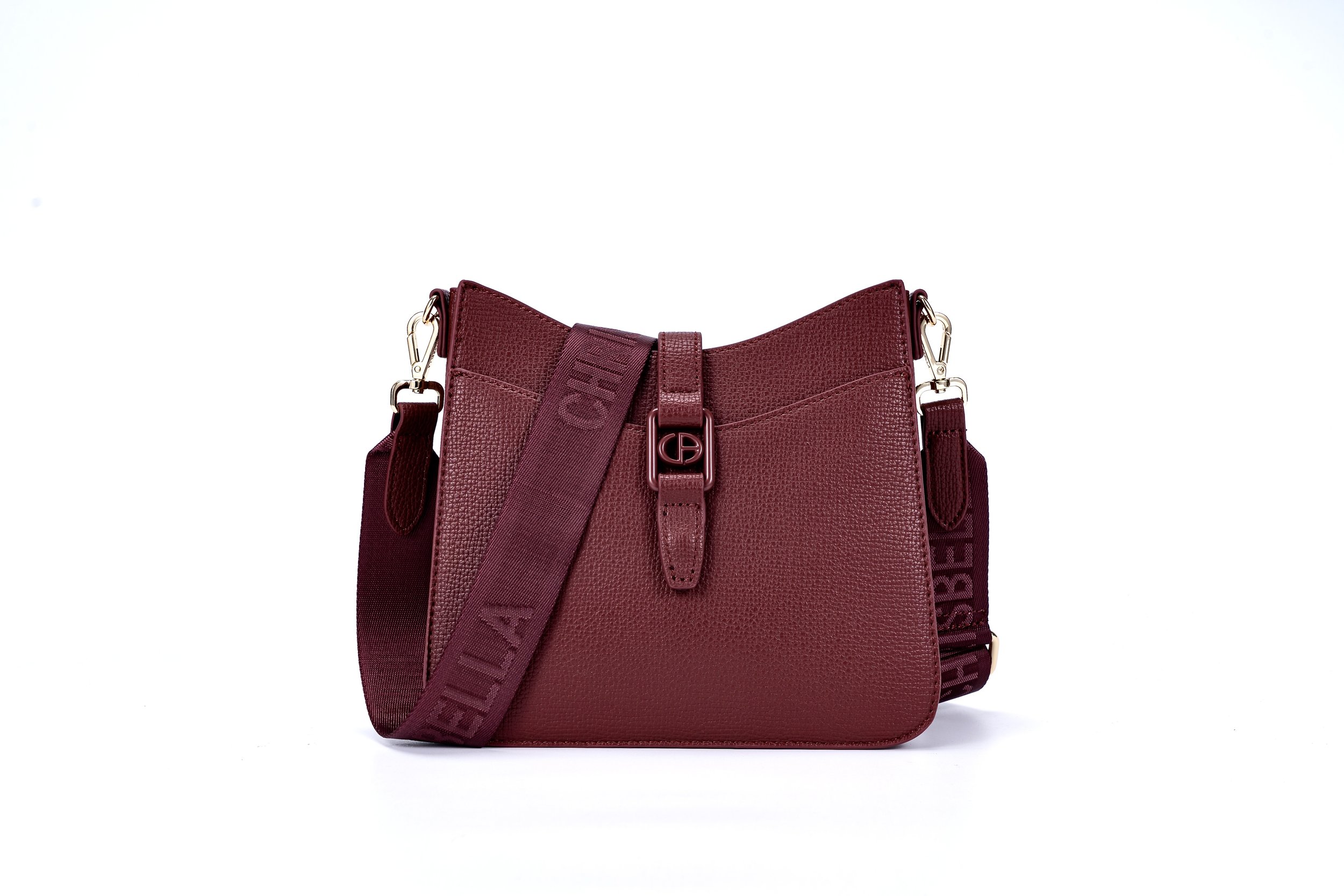 Contempo Belted Flat Strap Maroon Front View 2.jpg