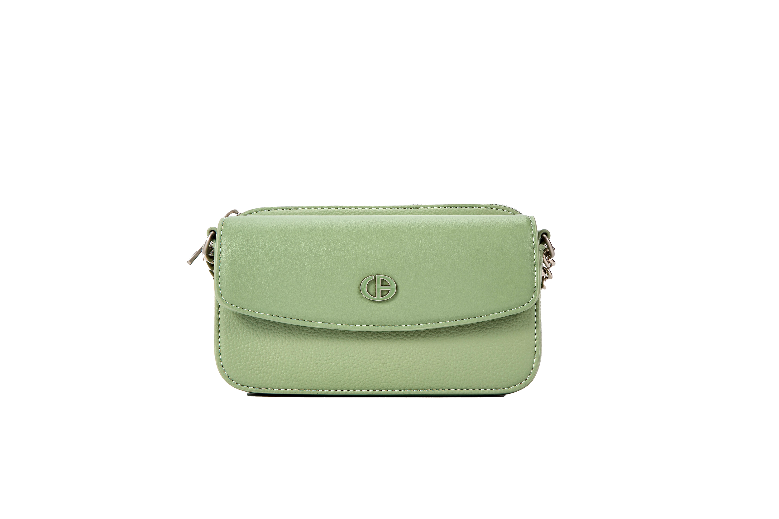 Compact Chain Accent Medium Flap Light Green Front View.png
