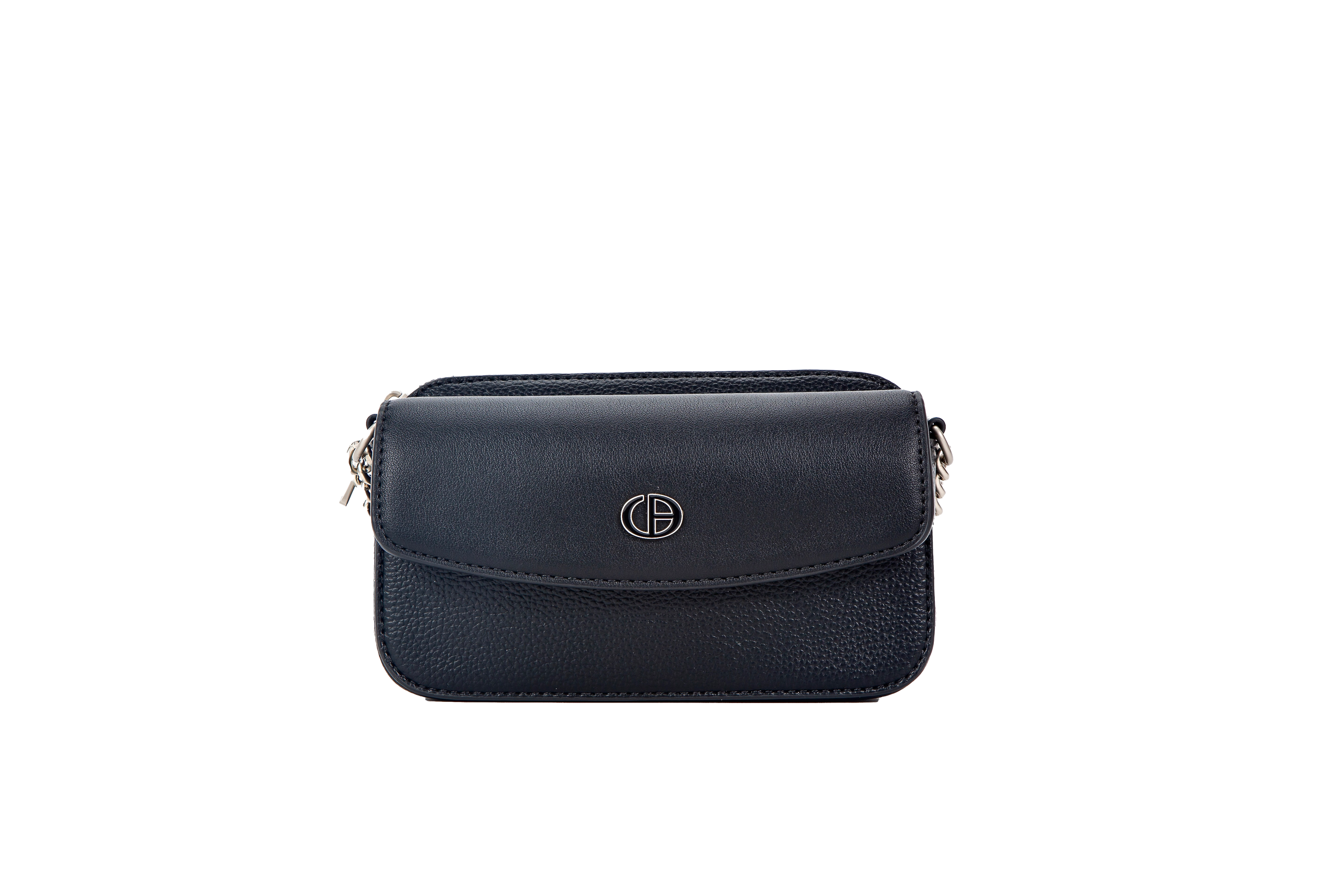 Compact Chain Accent Medium Flap Black Front View.png
