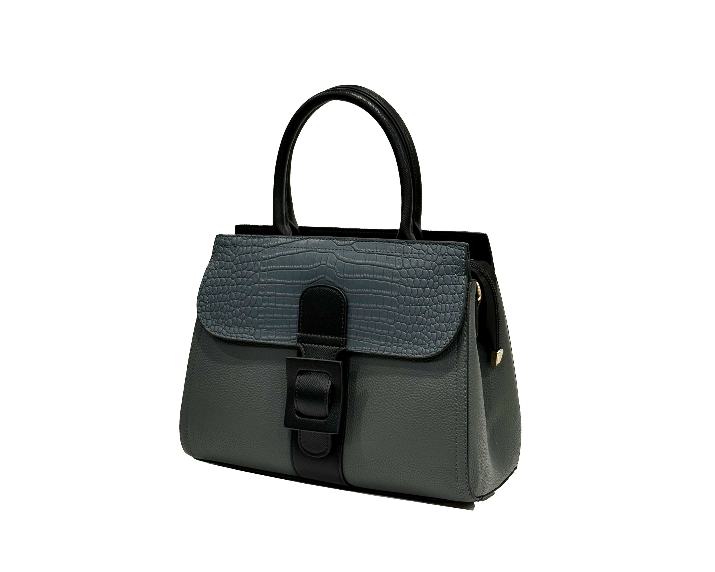 Textured Leather Croc Embossed Grey Side View.jpeg
