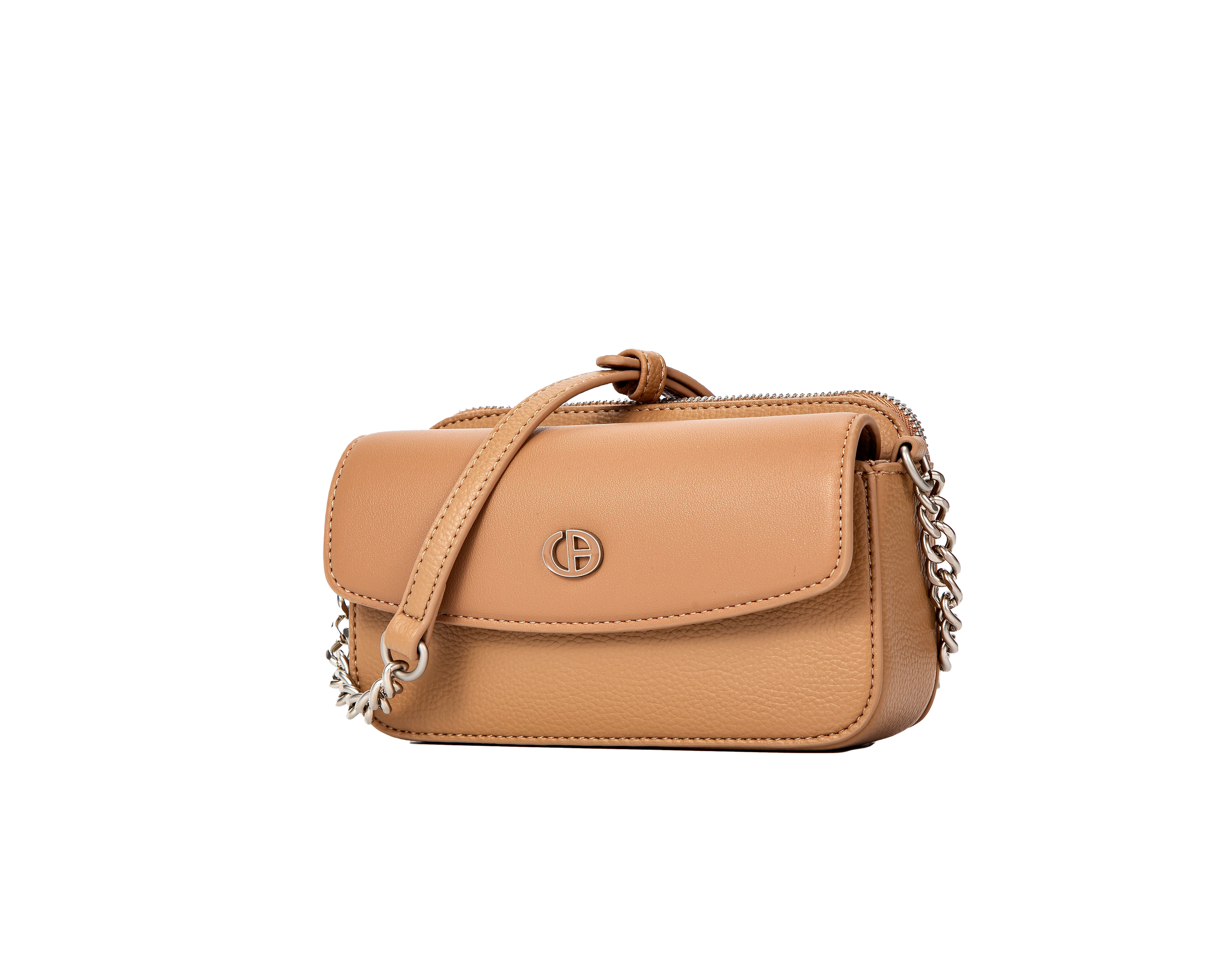 Compact Chain Accent Medium Flap Beige 3D View.png