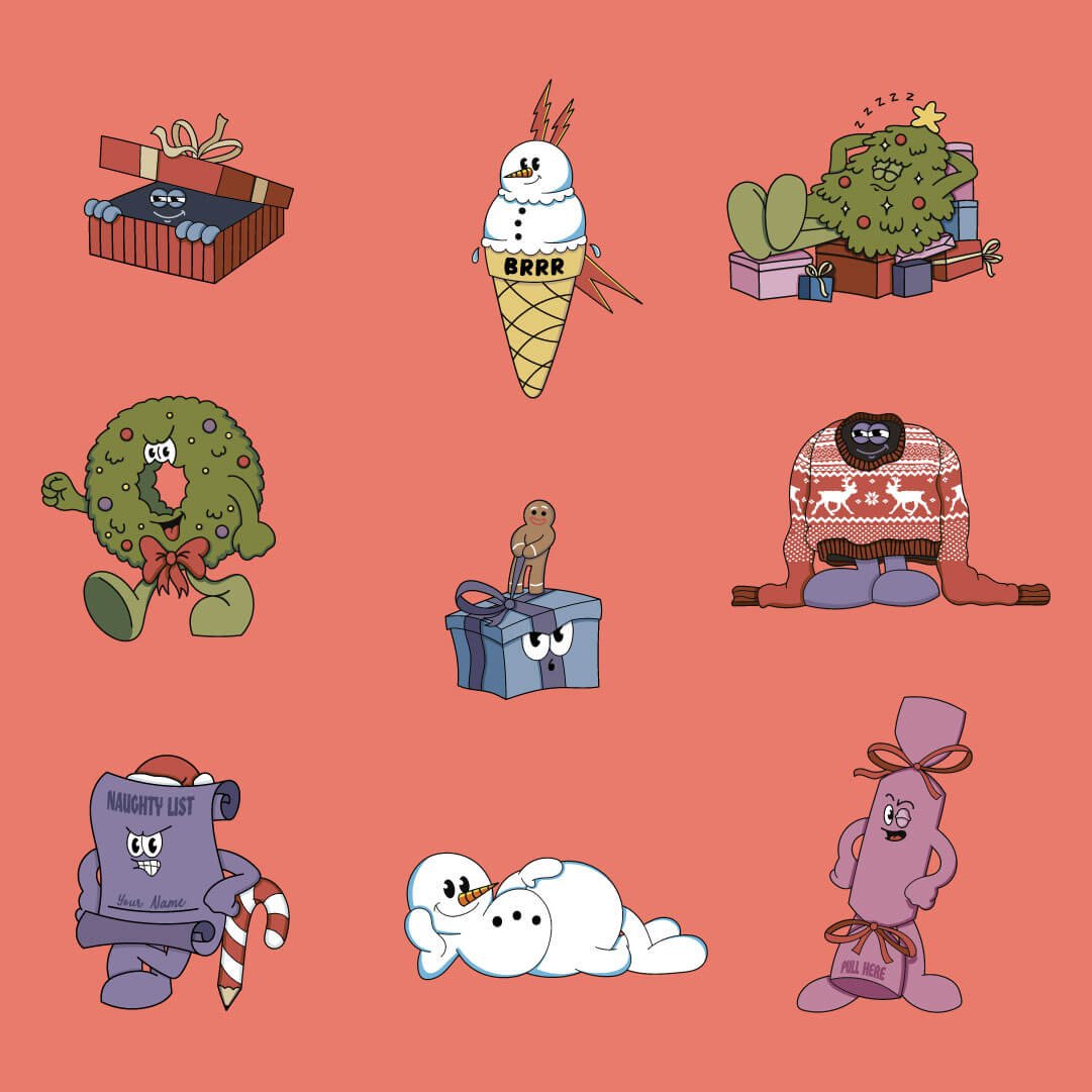 Dave La Marshall's Christmas Freebies - pack of 9 vector illustrations