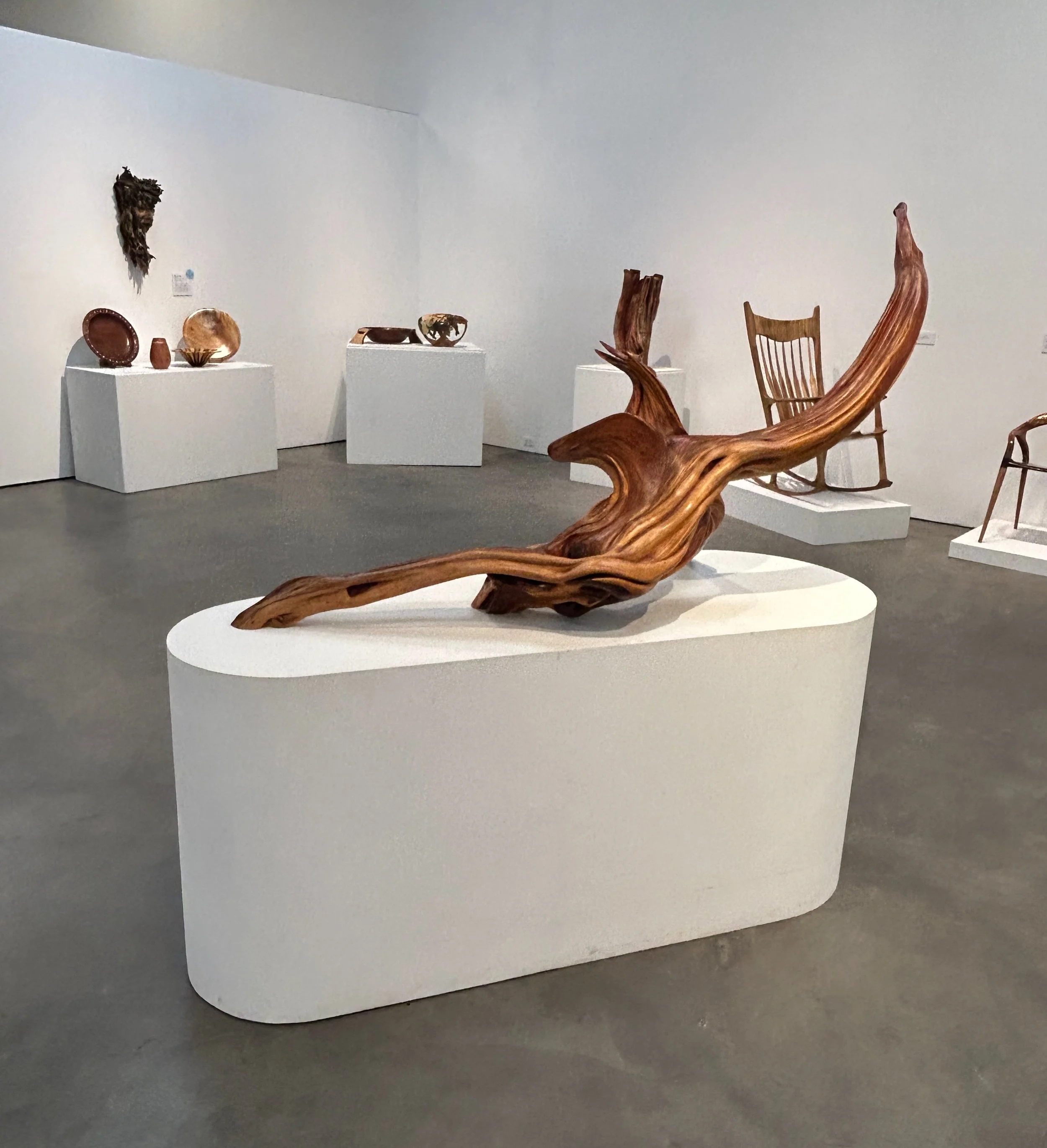 Wood sculpture on exhibit