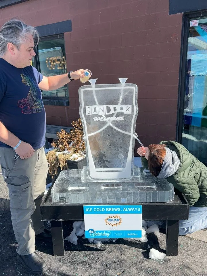 Downing in ice cold Prosecco Seltzer! Fire in Ice &lsquo;til 10:30! Check out our ice luge :)) 

$1 off Mayan Calendar, PLUS coffee, tea, and hot chocolate available to warm you up! 

Stop on by! 

#sandboxbrewhouse #fireandice #downtownfrederick #ma