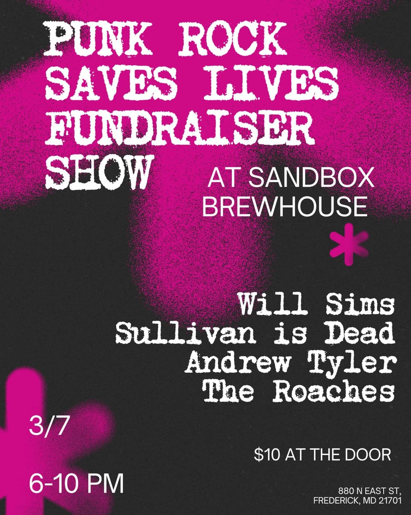 We&rsquo;re partnering with Punk Rock Saves Lives to bring you great music for a great cause!

Enjoy an incredible all-rock lineup from Maryland local original bands and artists @whoiswillsims, @sullivanisdead, @andrew_tyler_songs, and @theroachesban
