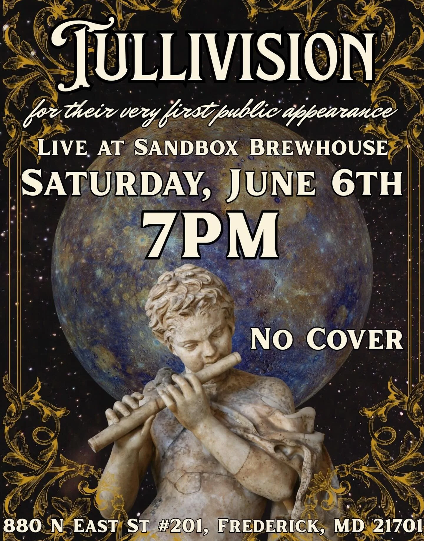 Come one, come all! Experience the musical whimsy and mesmerizing melodies of Tullivision - a premier six - piece Jethro Tull tribute - for their public debut! 

Tullivision features a lineup of amazing local musicians who live for complex rhythms an
