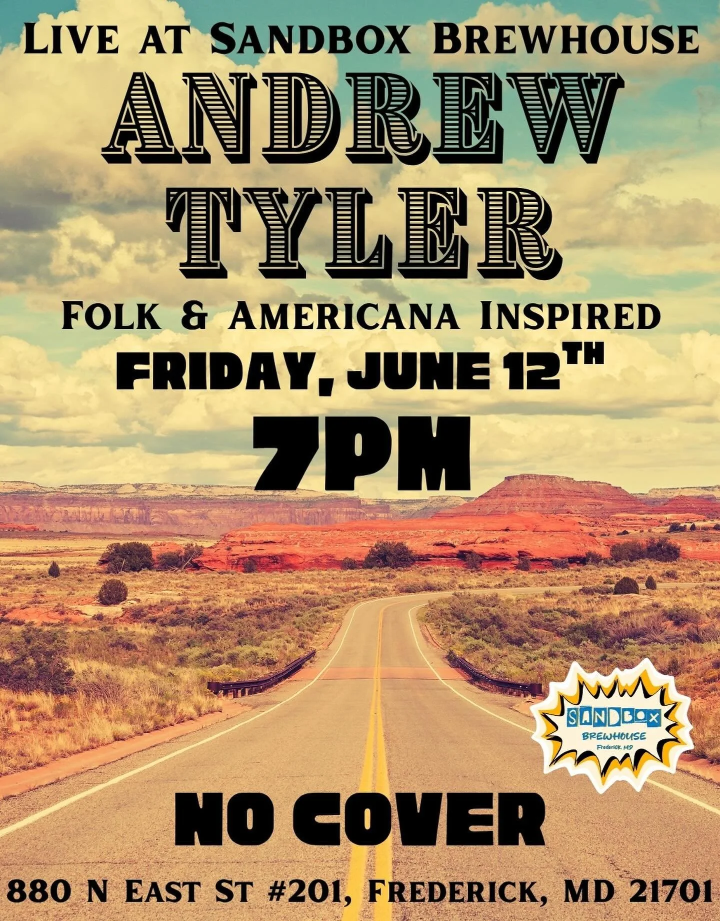 Join us for an evening of live music, curated by Andrew Tyler!

You may have seen him emceeing at the most recent F.A.M.E. Open Mic night around town, or working with another Frederick non-profit for a great cause. Whether you&rsquo;ve listened to hi