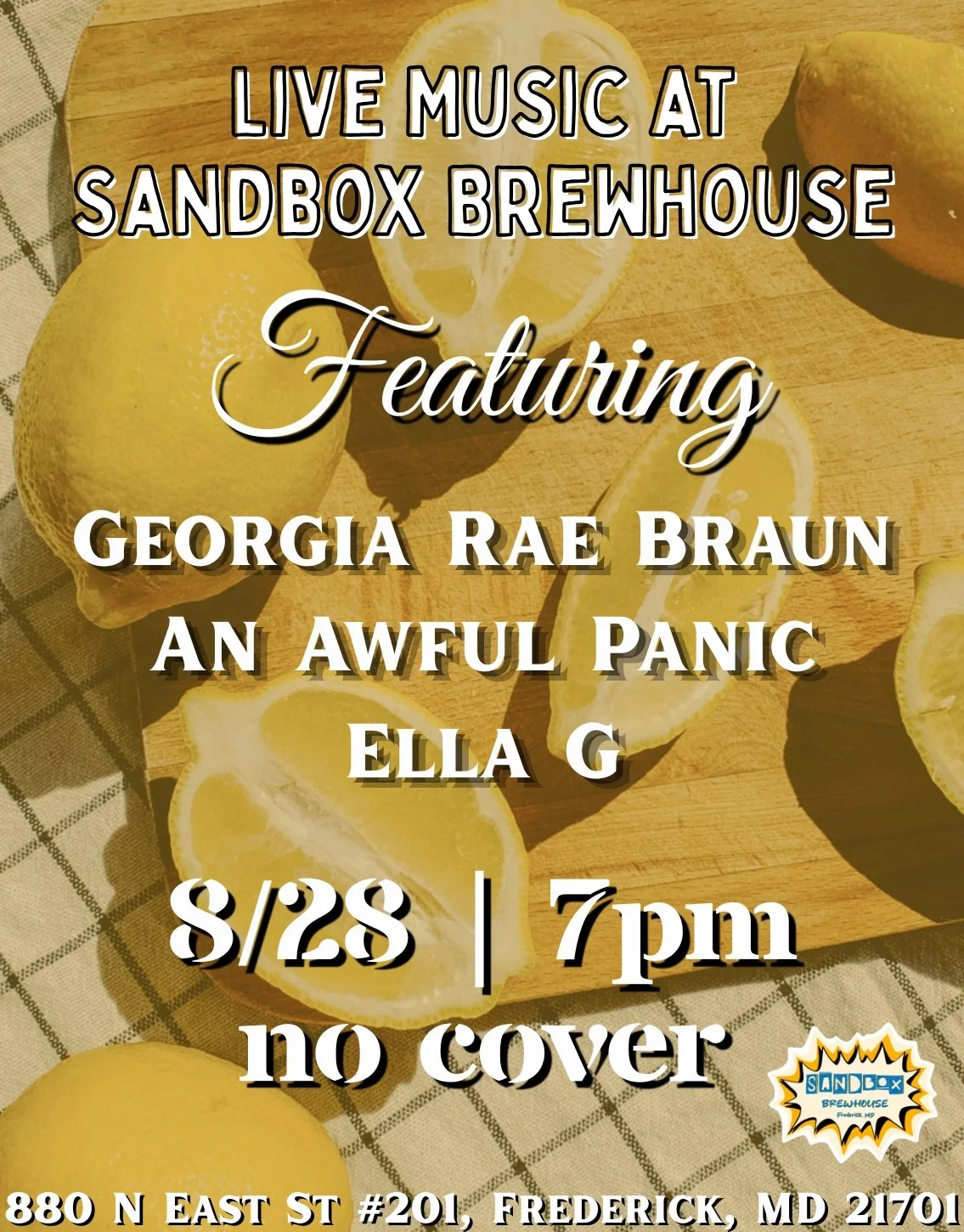LIVE MUSIC with Georgia Rae, An Awful Panic, and Ella G