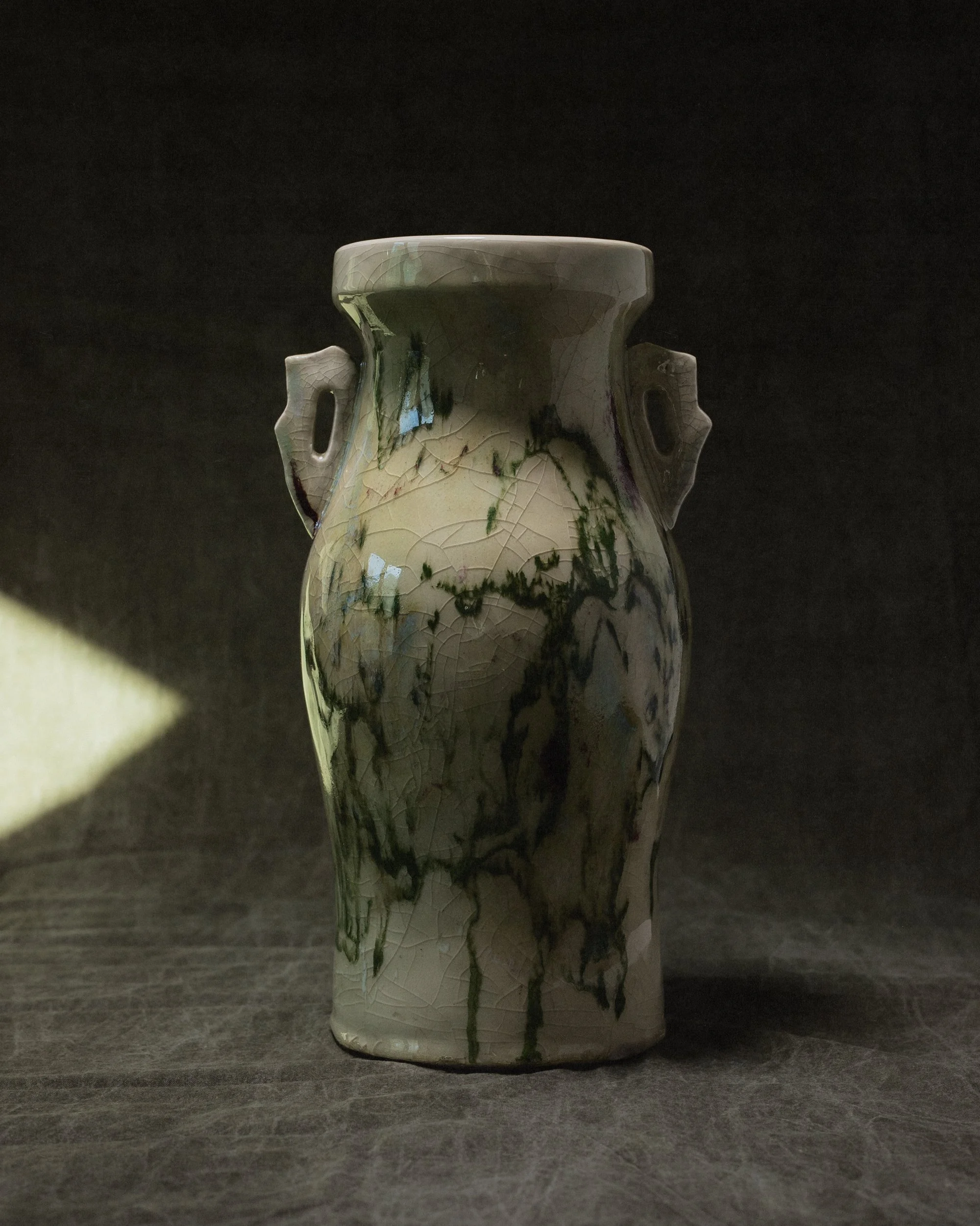 Large Amphora Drip & Crackle Vessel