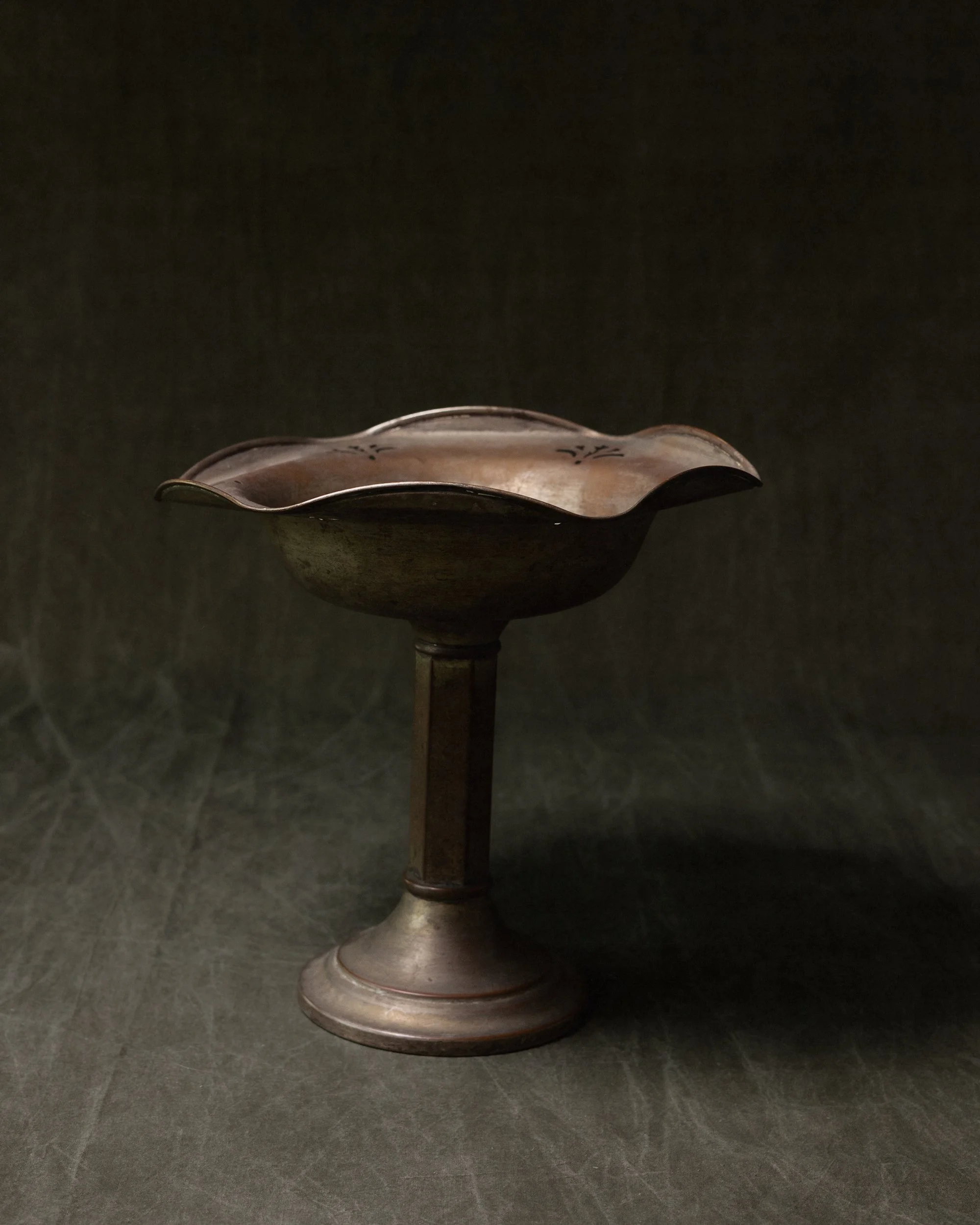 Hand-Hammered Pedestal Bowl