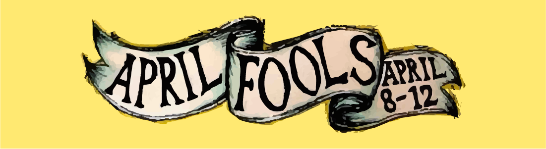 april fools new work festival banner yellow ribbon with text April Fools April 8-12