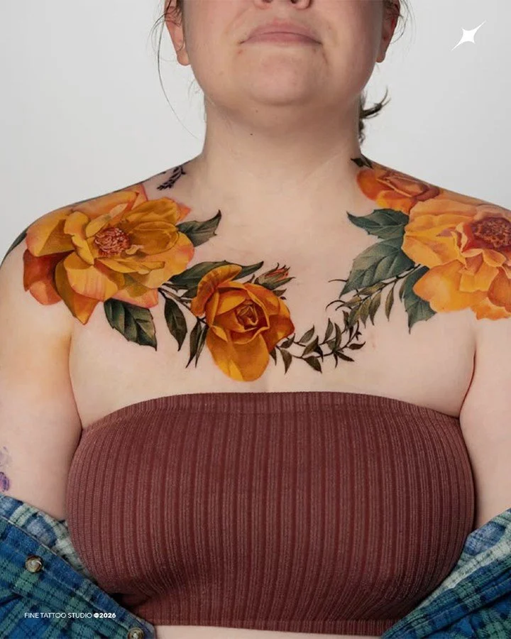 Artist Inspiration [ @cass.fuller ] Specializing in fine-art floral colorwork, Cass Fuller&rsquo;s tattoos feel like oil paintings translated to skin. Expect lush botanicals, romantic garden compositions with soft gradients and crisp detail. The work