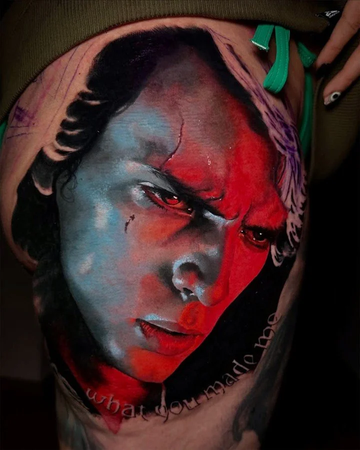 A bold approach to dark realism, blending hyper-detailed portraits, deep shadows, and high-contrast color work. This pieces play with illusion and depth, creating a sense of movement and intensity that feels almost sculptural on the body. 🙌🏼
&bull;