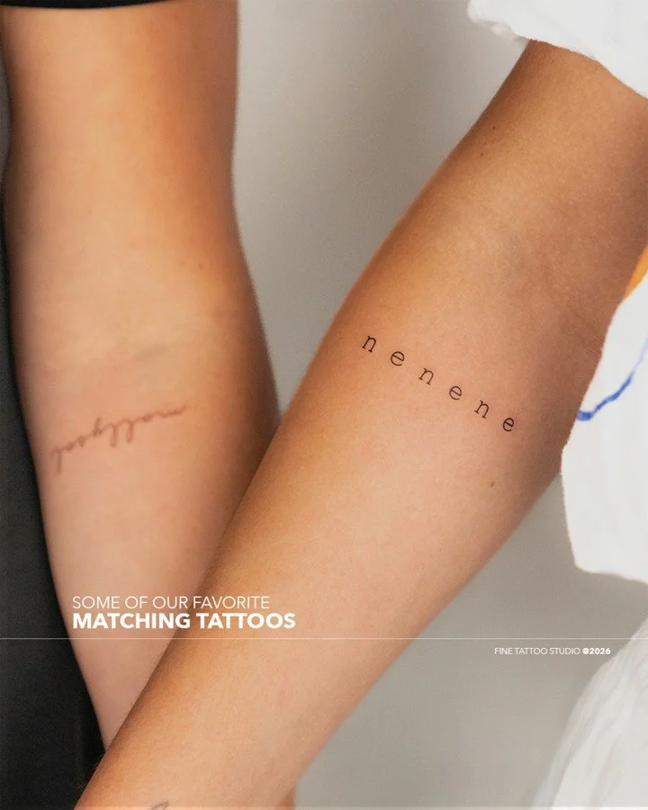 A matching tattoo it&rsquo;s about carrying the same little reminder, in your own way. 💫
&mdash;
DM us your idea. We&rsquo;ll guide you through the booking process. 🙌🏼

Fine Studio is a Seattle-based tattoo studio specializing in custom, high-end 