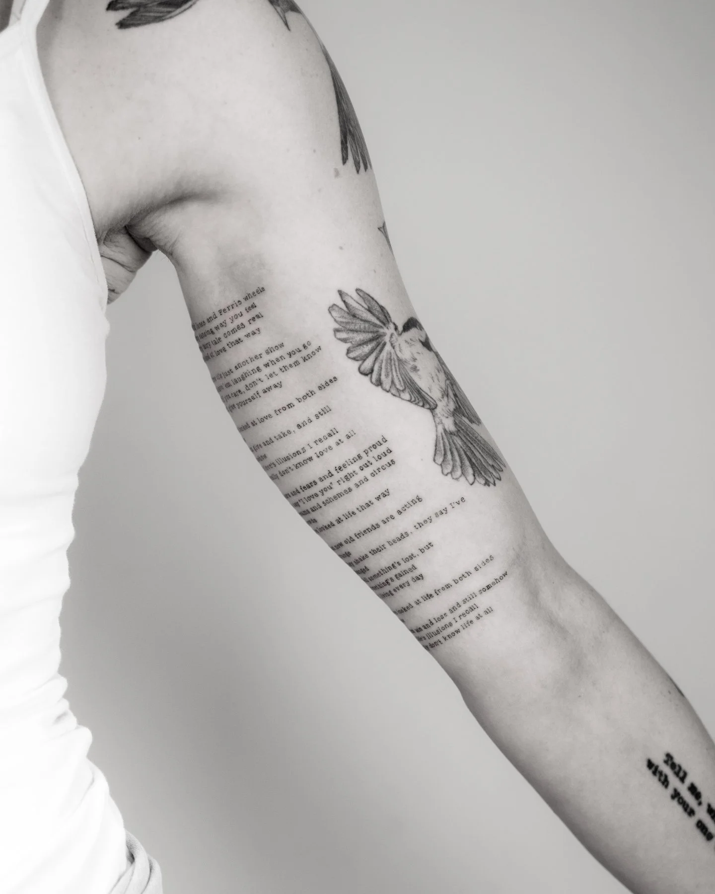 Songs that deserve a place on your skin 
-
DM or email for inquiries.

Artist: [ @anisha.tattoo ]

Fine Studio | South Lake Union, Seattle. Custom fine line and illustrative tattoos, designed from scratch. #seattletattoo #letteringtattoo #finelinetat