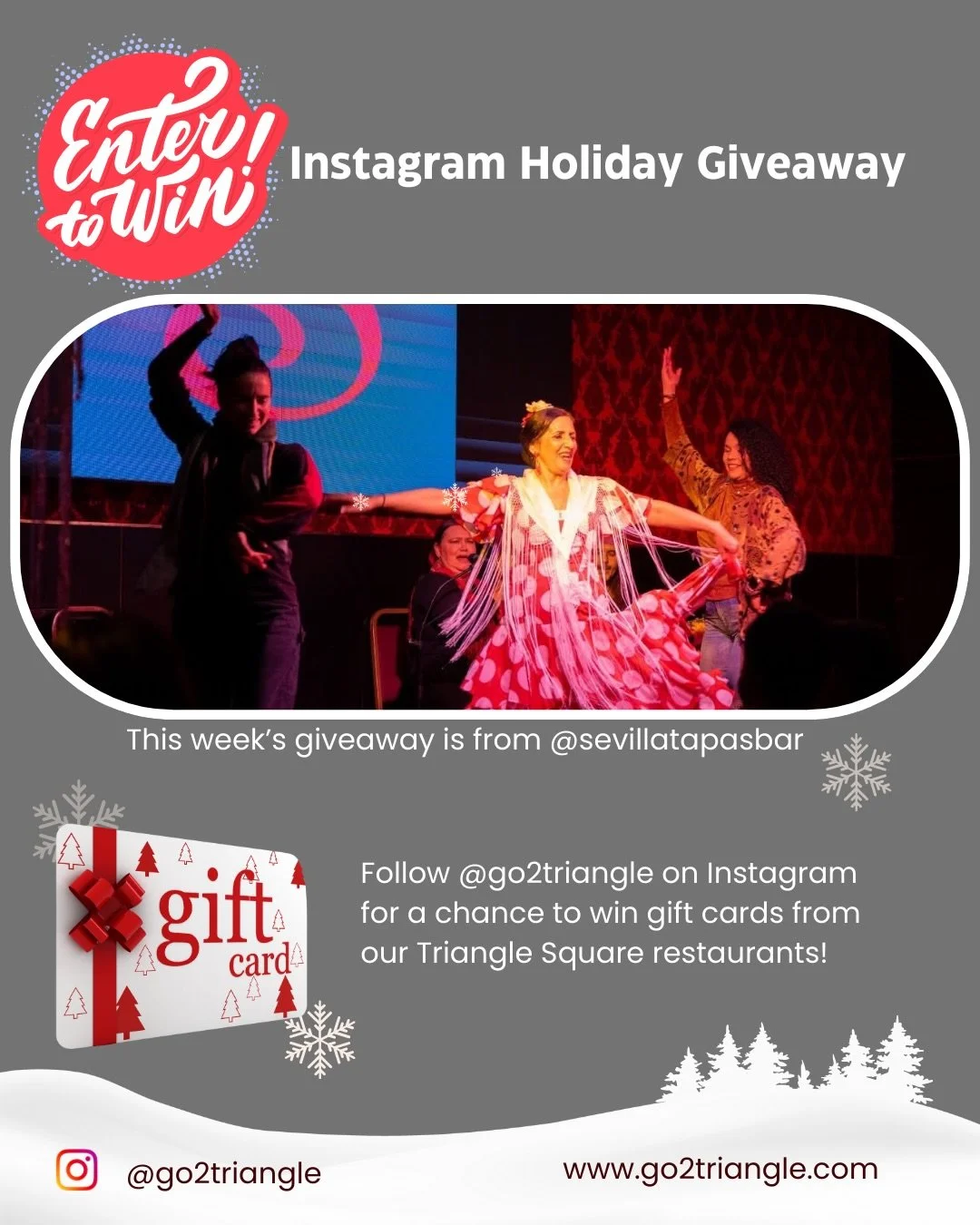 Ending the year with a bang! Last 🎁 HOLIDAY GIVEAWAY of 2025! 🎄 This Saturday we are giving away a gift card from @sevillatapasbar 🍹🎉Cafe Sevilla is proud to offer the most authentic Spanish ambiance in their tapas bar, restaurant and nightclub. 